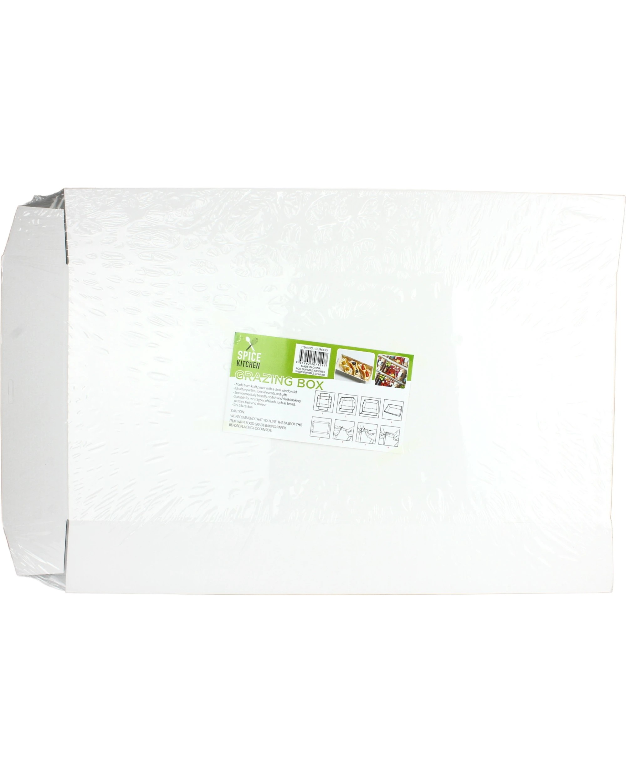 4 Spice Kitchen White Grazing Box with Clear Plastic Lid 58cm x 28cm x 8cm - White, 4 of 4