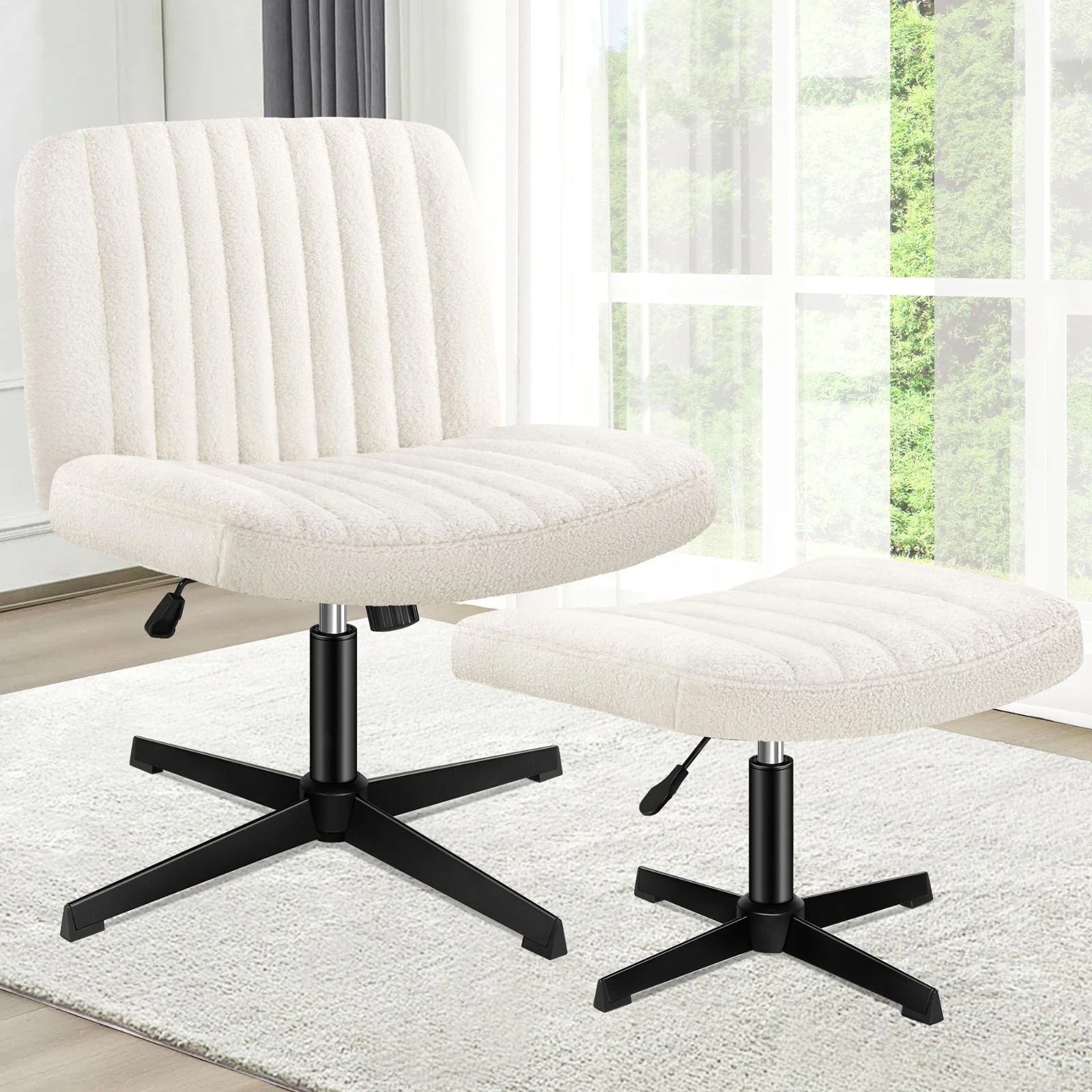 7 Alfordson Office Chair Computer Executive Seat Work Ottoman Boucle - White, 7 of 10