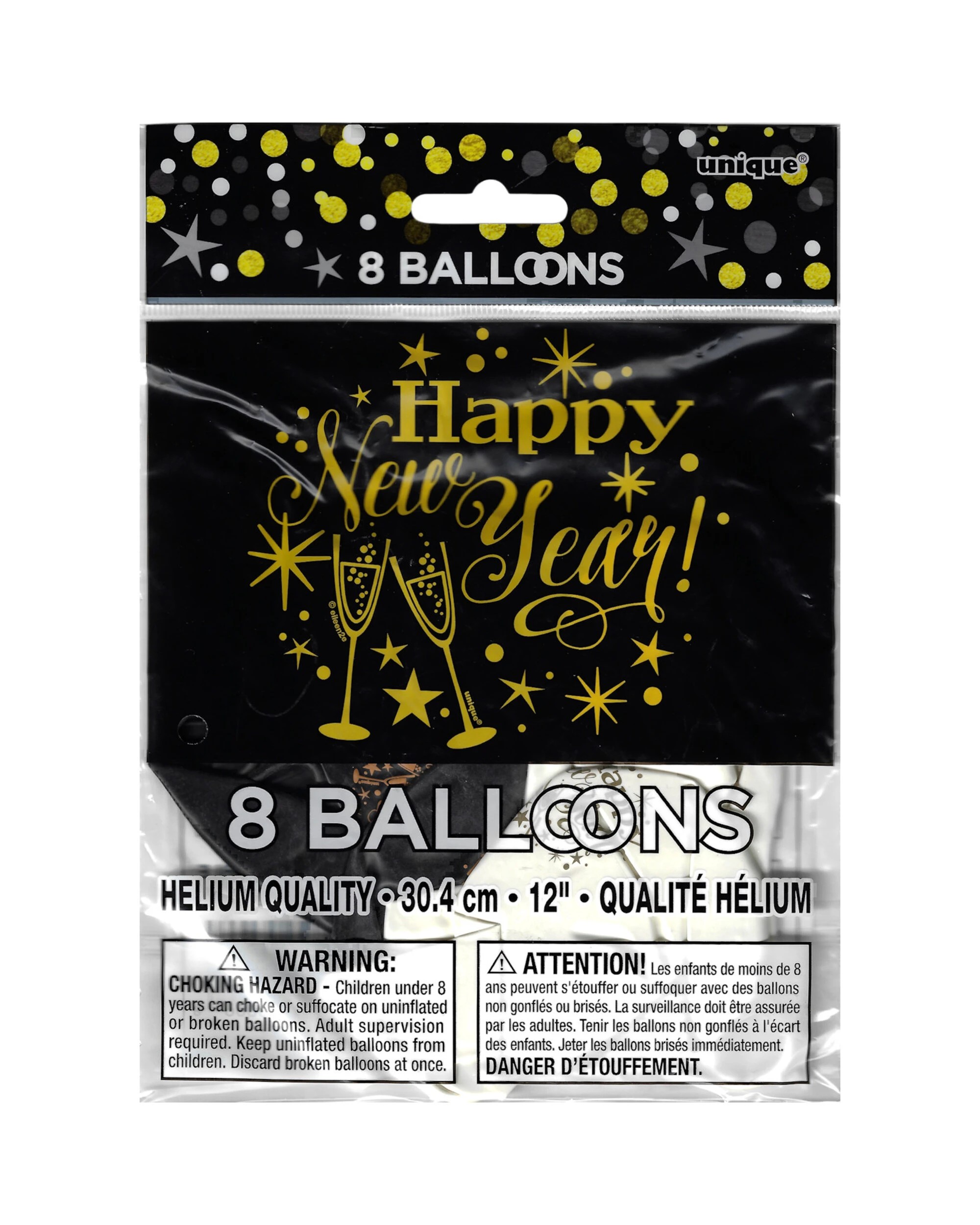 2 Meteor Glittering New Year Happy New Year Balloons Pack of 8 - Multi, 2 of 3
