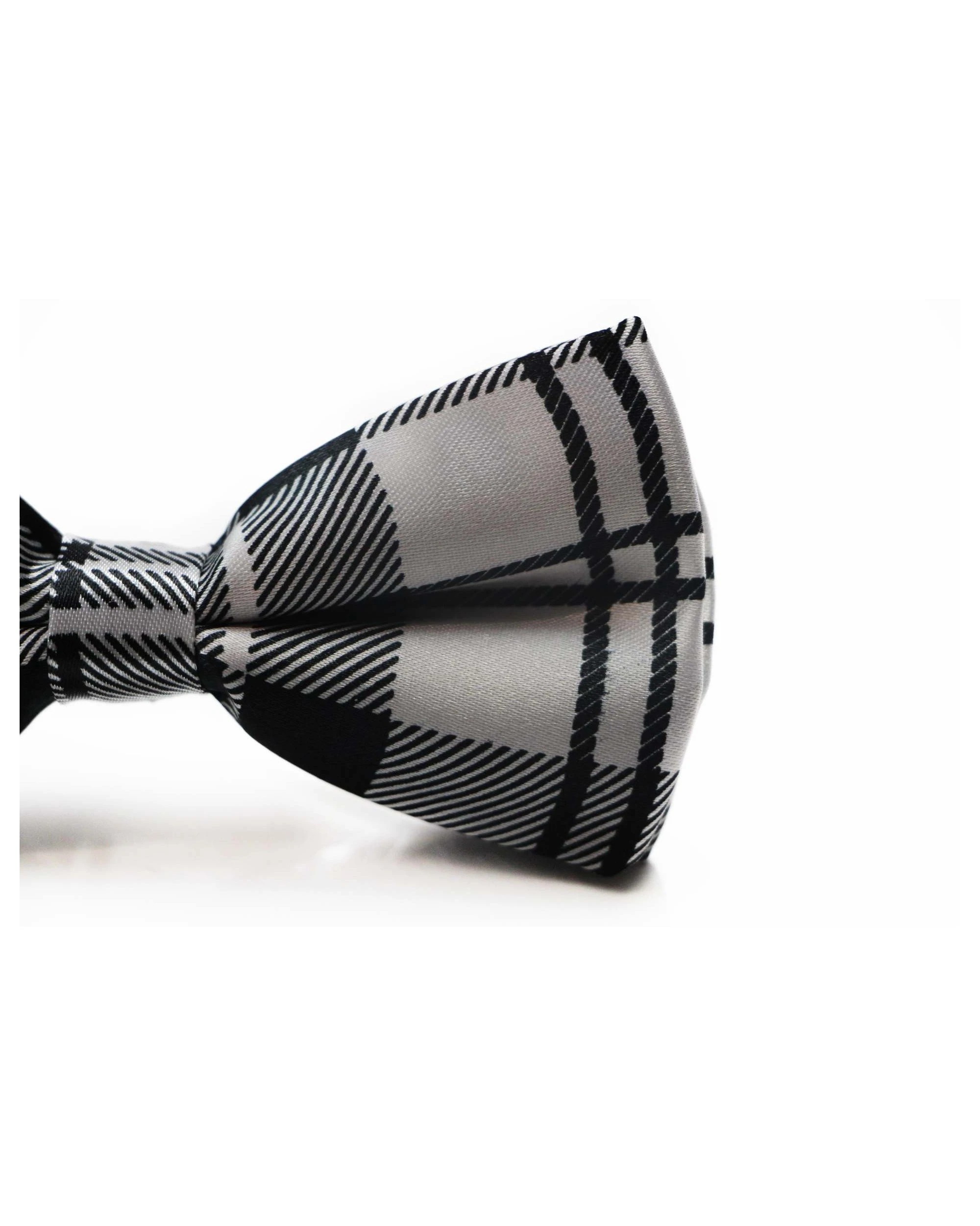 2 Zasel Mens Black & White Tarten Plaid Patterned Bow Tie, 2 of 2