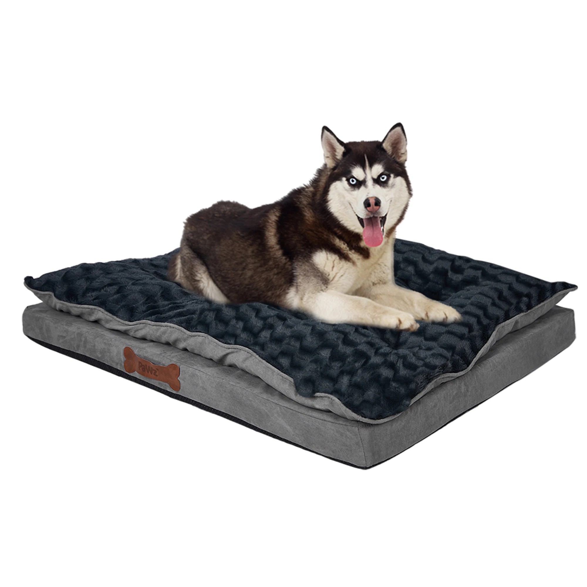 1 Dog Calming Bed Warm Soft Plush Comfy Sleeping Memory Foam Mattress Dark Grey M, 1 of 7