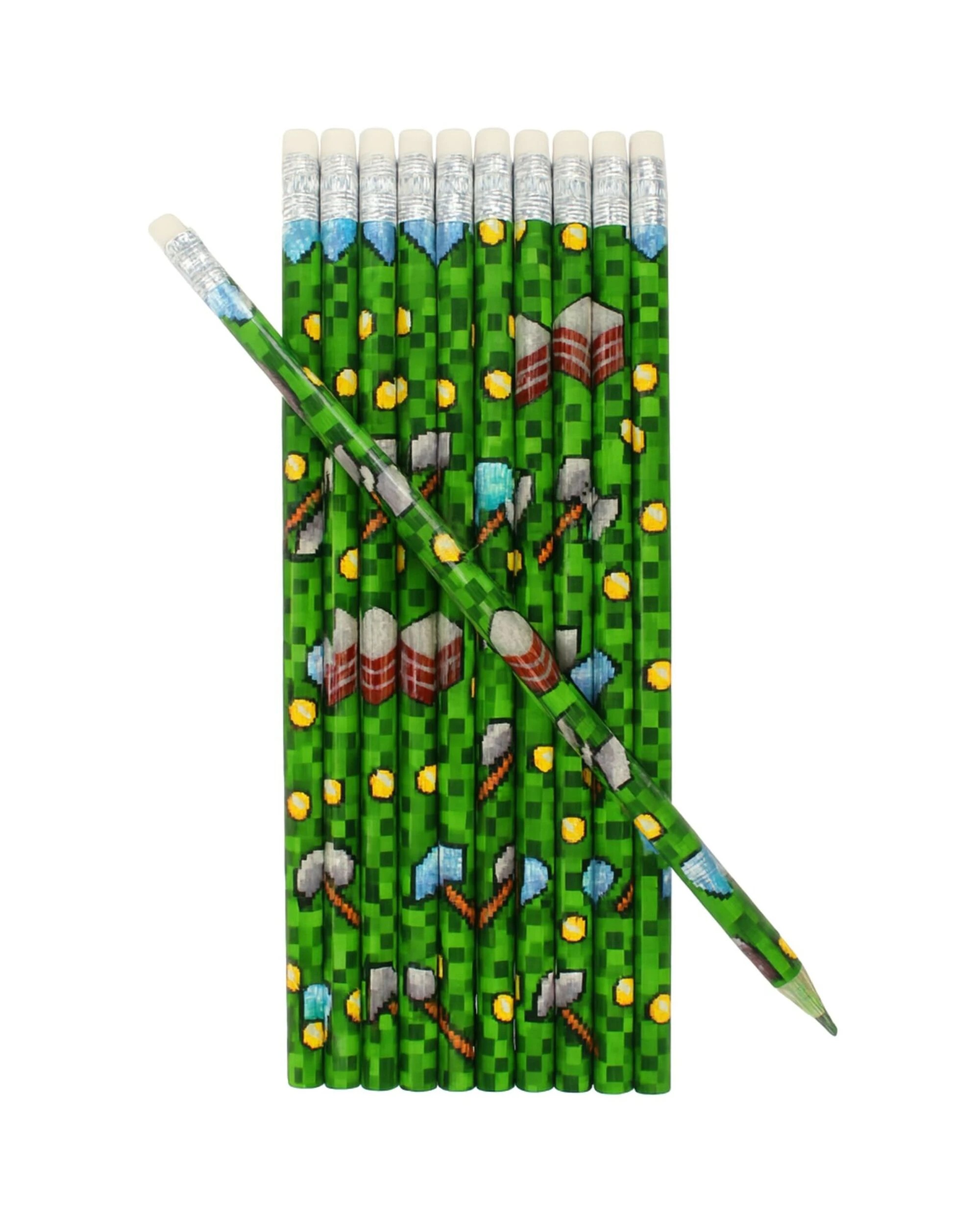 1 Partyrama Pixel Pencils Pack of 12 - Multi, 1 of 2