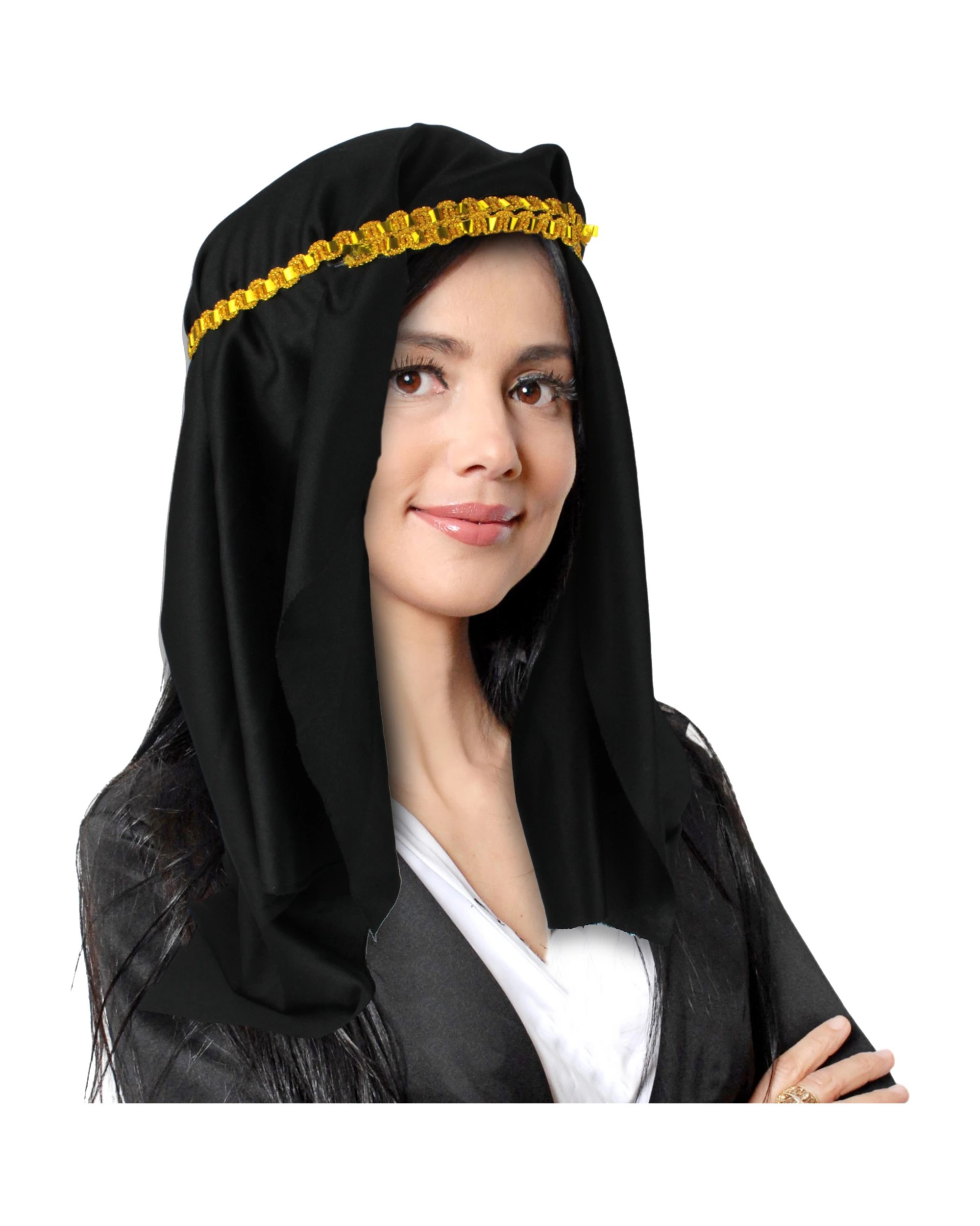 1 JD Party Black With Gold Trim Headdress - One Size - Black, 1 of 2