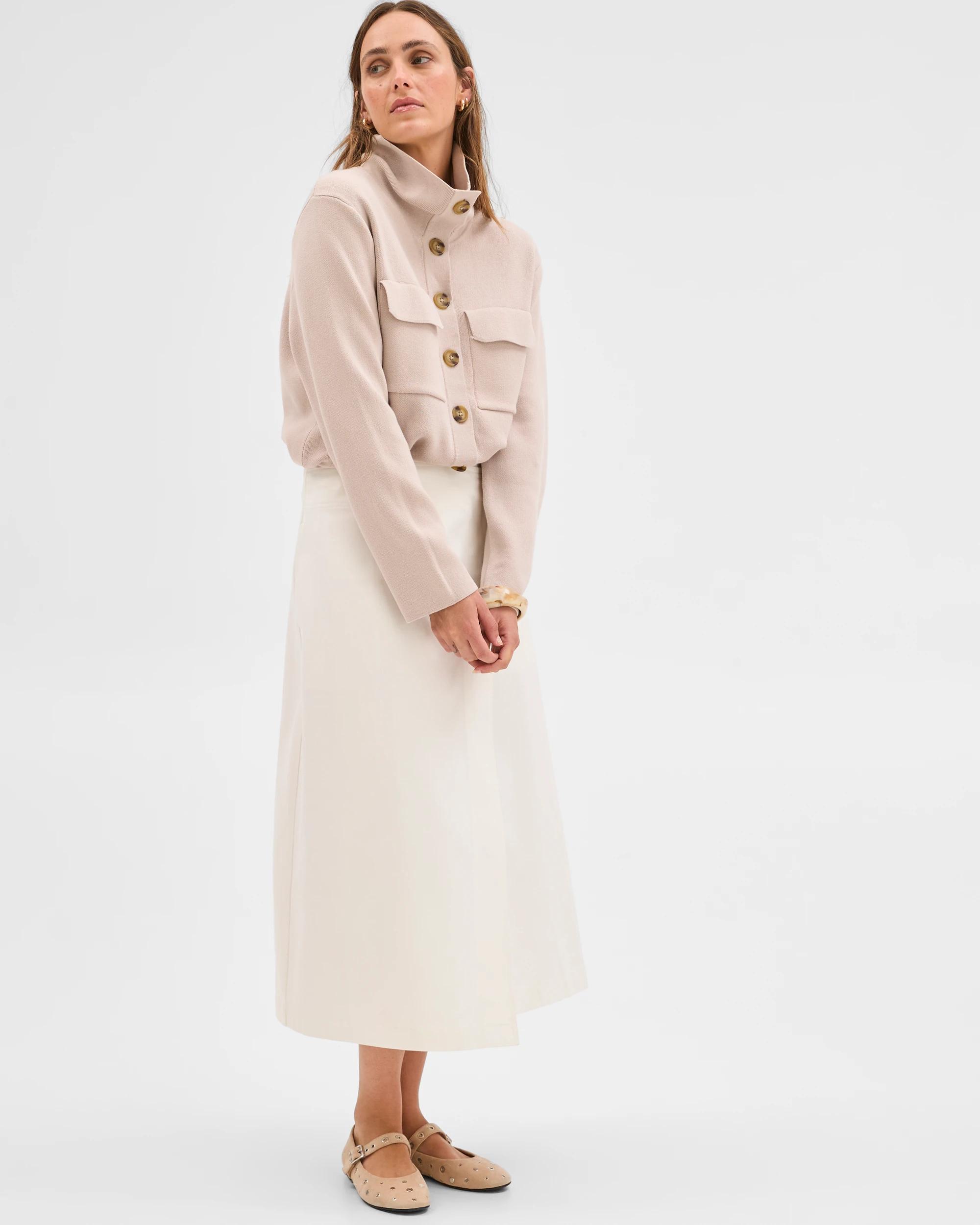 4 Target Woman Australian Cotton Funnel Neck Cocoon Knit Jacket PEBBLE, 4 of 7