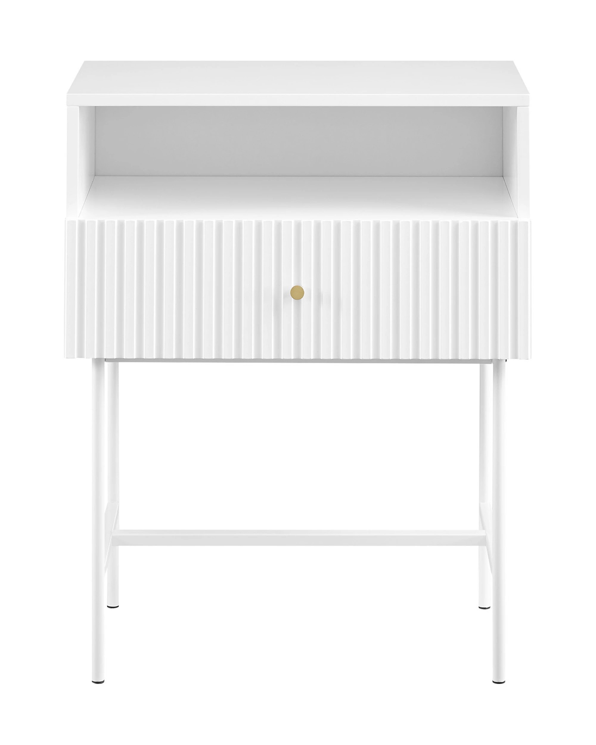 1 Sarantino Cecil Slender Fluted Bedside Table - White, 1 of 8