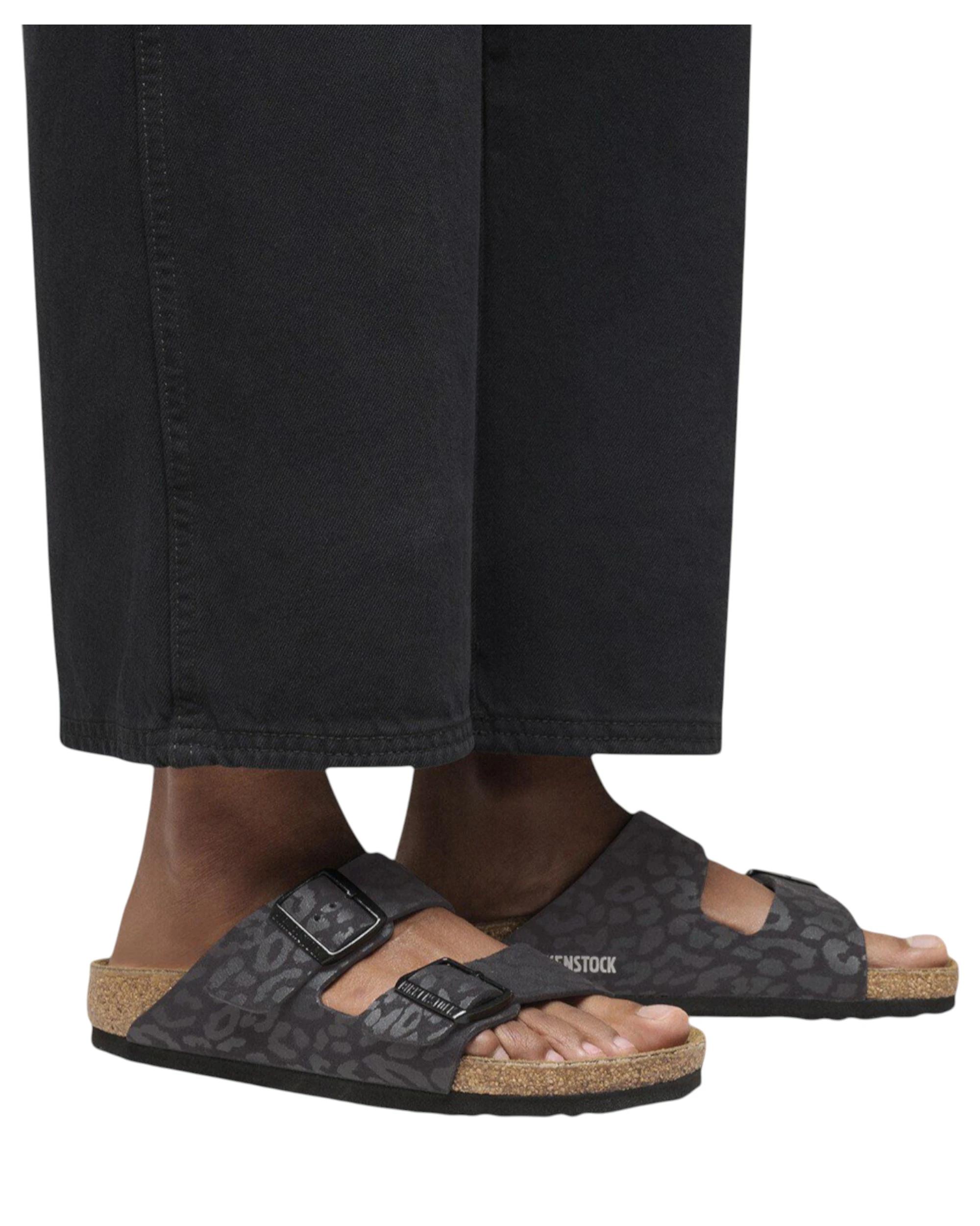 7 Birkenstock Womens Arizona Vegan Synthetic Narrow Slip On Sandals LEO BLACK, 7 of 8