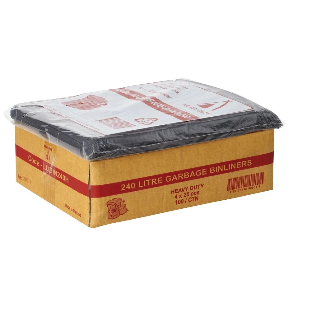 2 Tailored Packaging Heavy Duty Bin Liners 240L 100 Pack Black, 2 of 2
