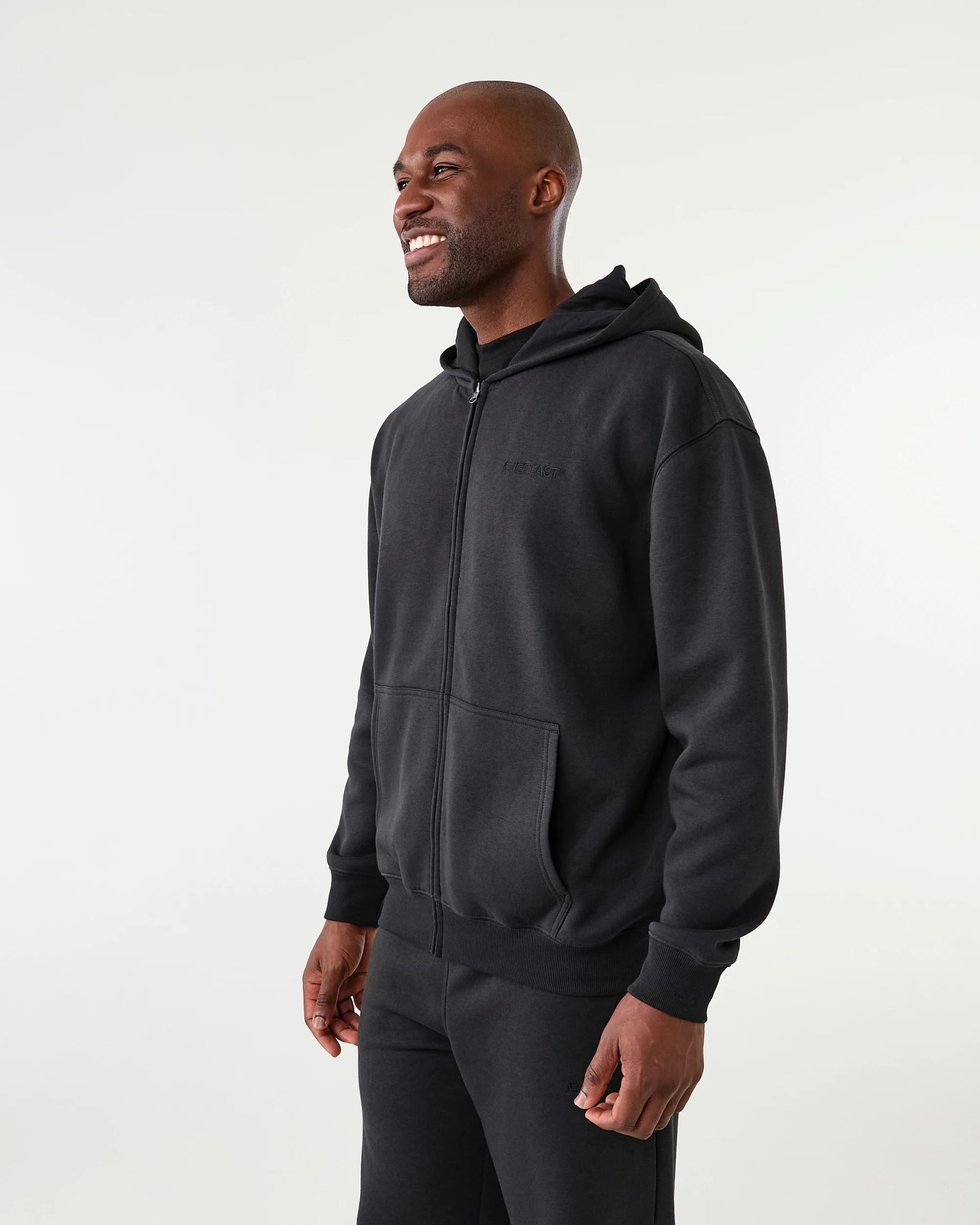 3 Everlast Mens Oversized Applique Zip Through Hoodie Fade Black, 3 of 8