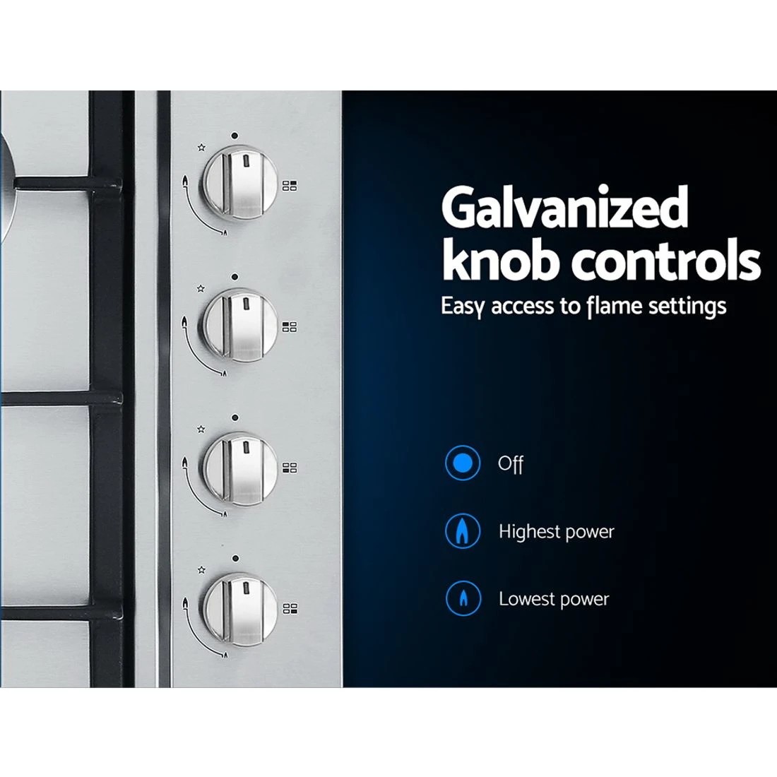 4 Devanti Gas Cooktop 60cm Stove Hob Silvir - Silver, 4 of 7