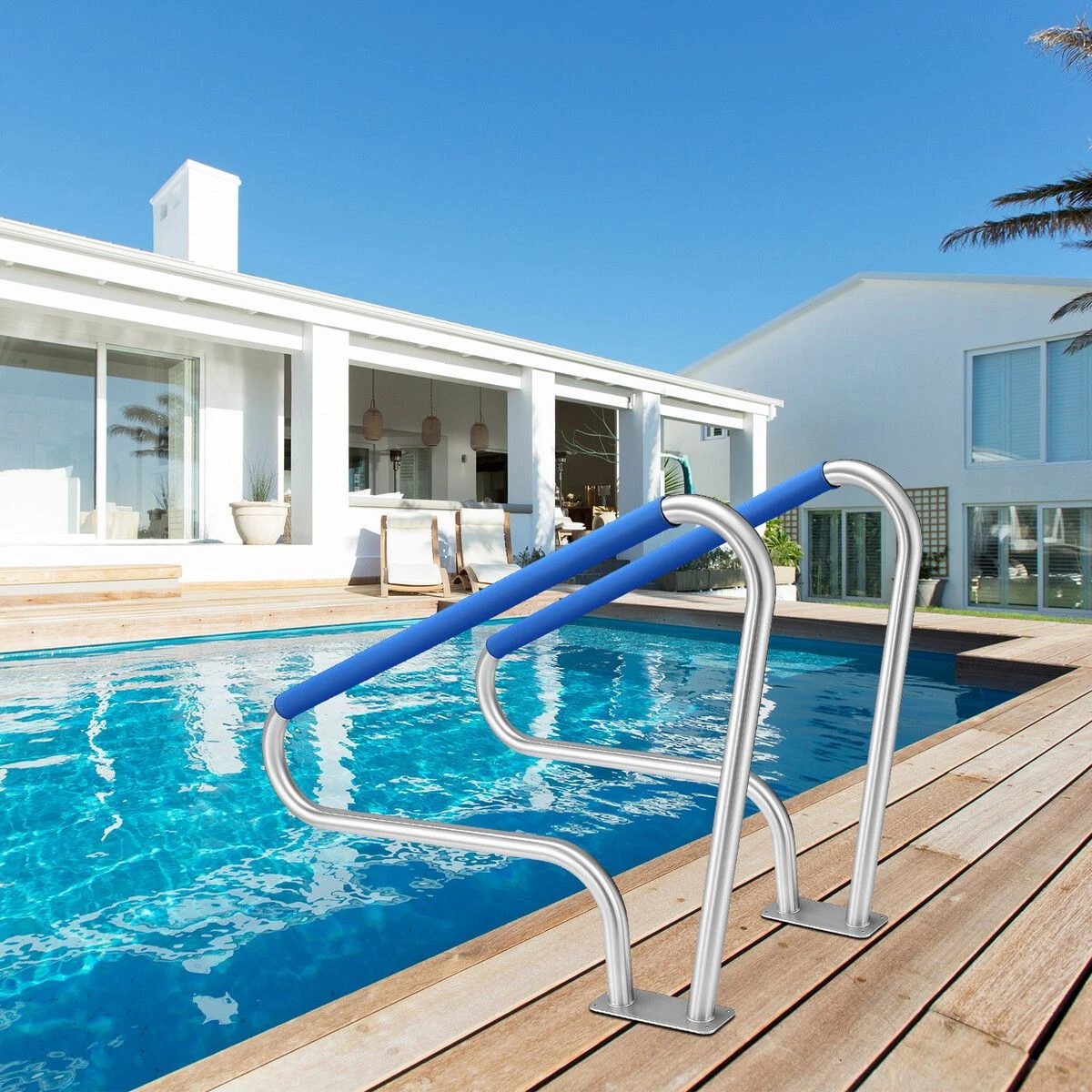 3 OGL Swimming Pool Handrail Steps Stairs Railing Banister Stainless Steel, 3 of 6