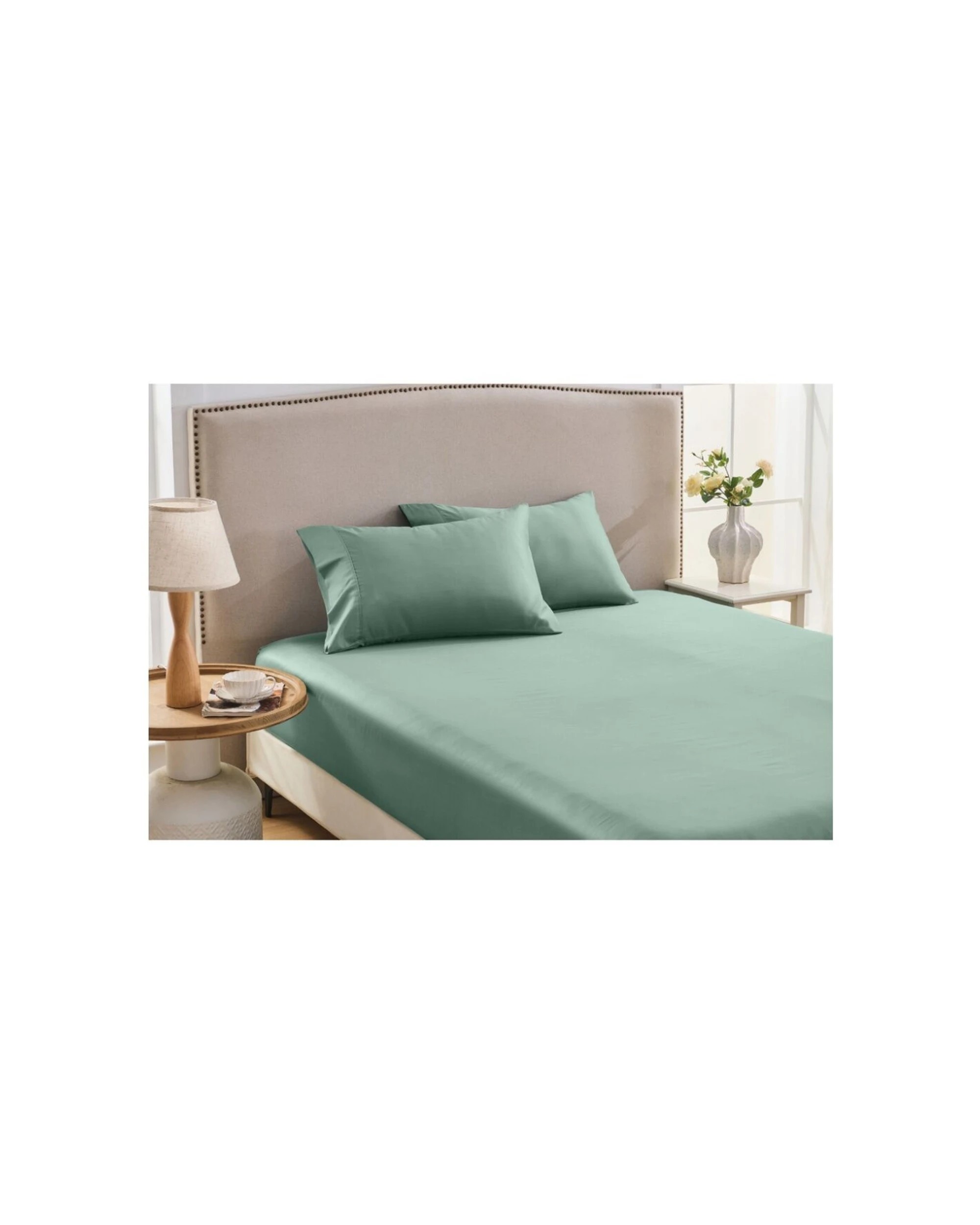 3 Grosvenor House Egyptian Cotton Standard Pillowcases Slate 2pc 500TC - Green, 3 of 3