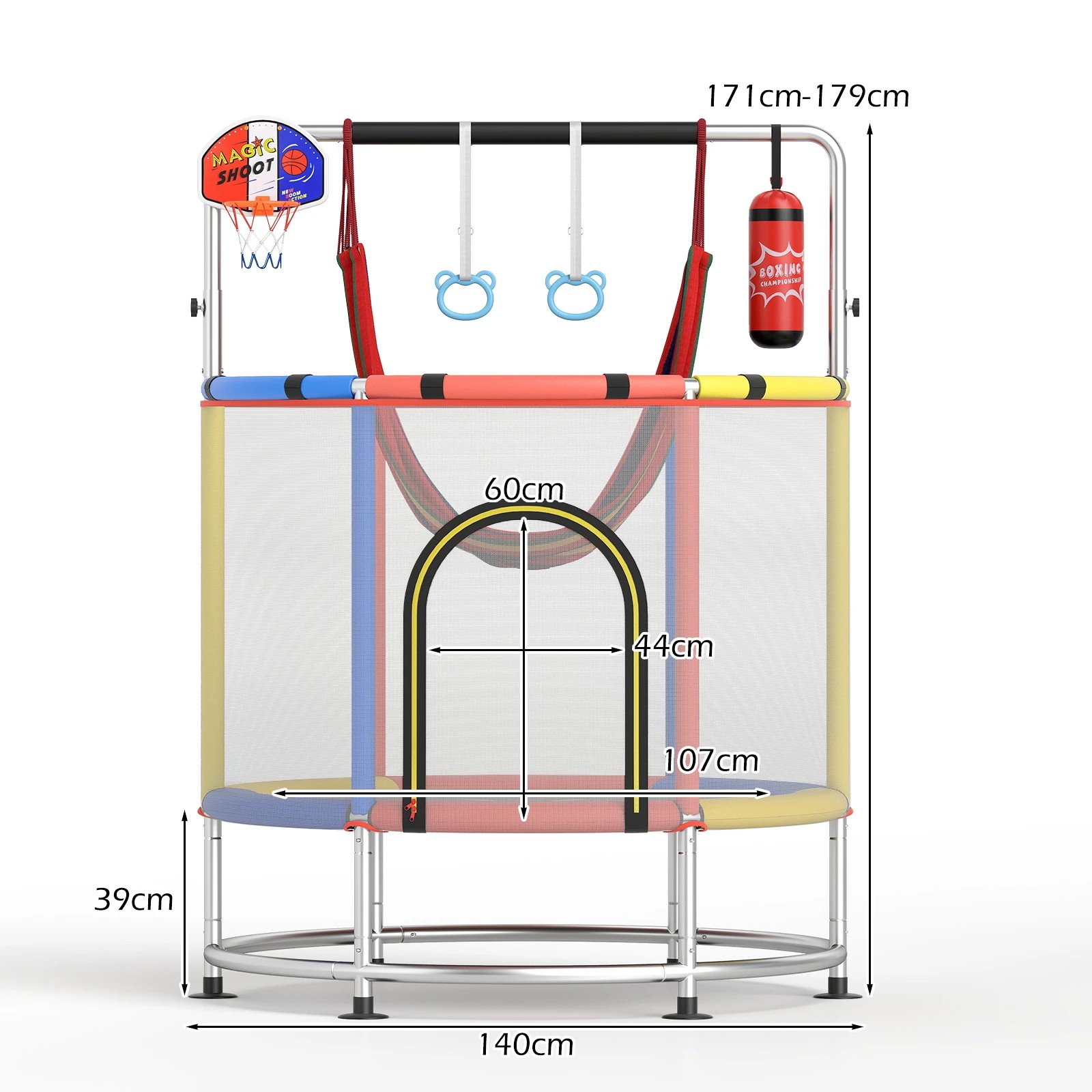 2 Costway Kids Trampoline Toddler Play Activity Center w/Punching Bag Red, 2 of 2