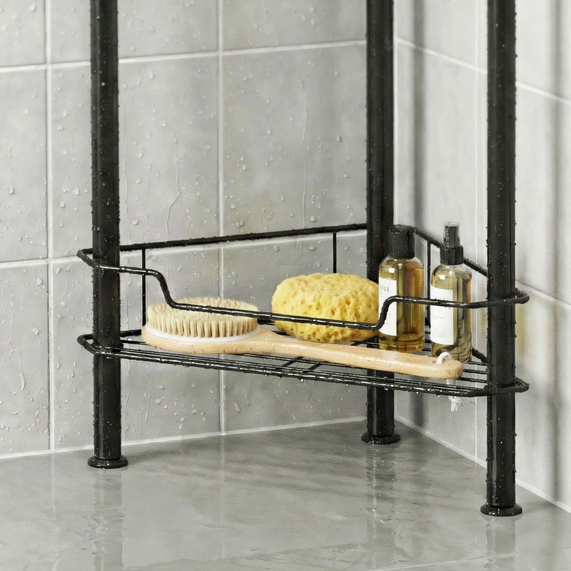 6 Artiss 2x Floor Standing Shower Caddy 4 Tier Rustproof Bathroom Storage - Black, 6 of 10