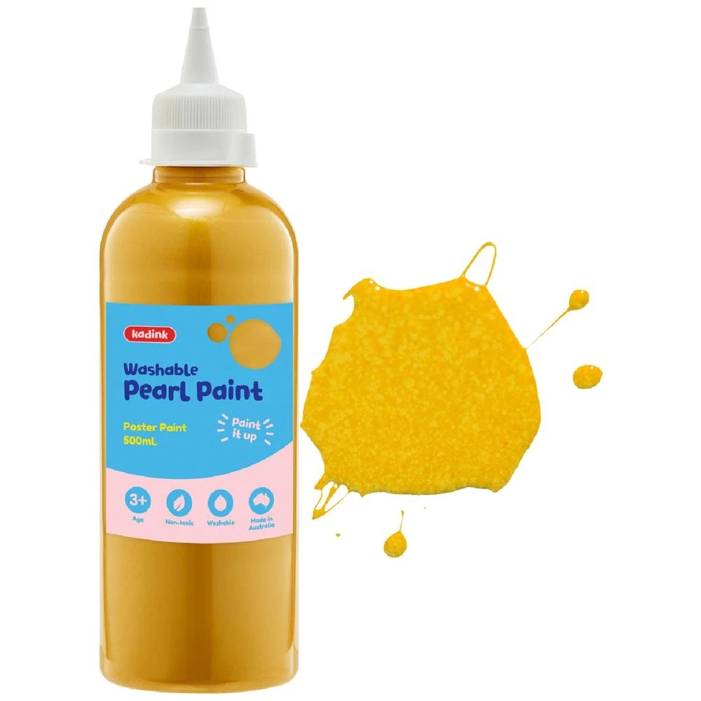 1 Kadink Washable Pearl Poster Paint 500mL Gold, 1 of 2