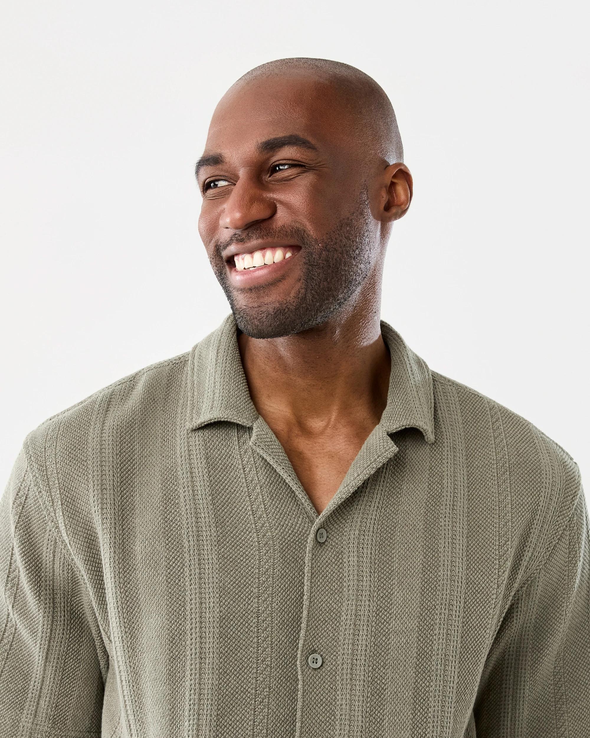 4 Short Sleeve Textured Shirt Grn Selfsp, 4 of 10
