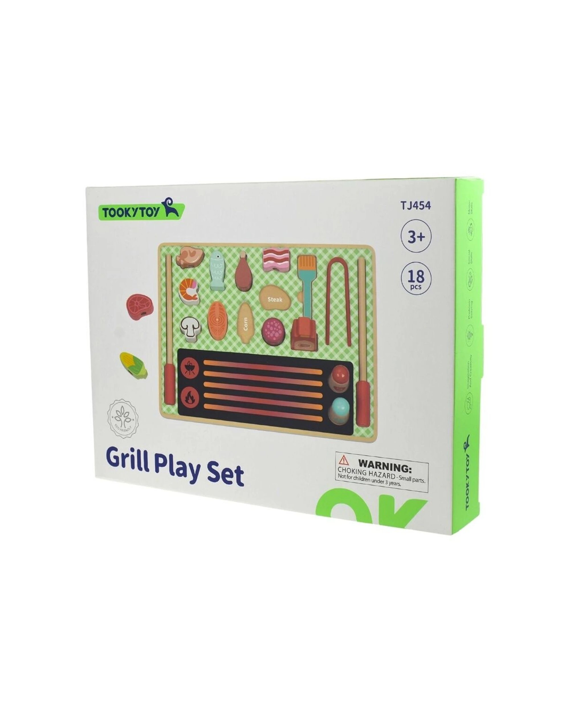 7 Tooky Toy Grill Play Pretend Wooden Interactive Fun Play Set Kids Children - Multi, 7 of 7