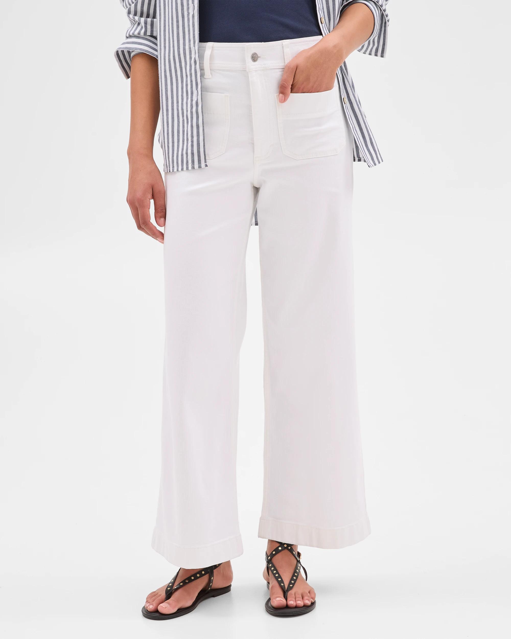 2 Target High Rise Full Length Flat Front Wide Leg Denim Jeans - Mila WHITE, 2 of 5