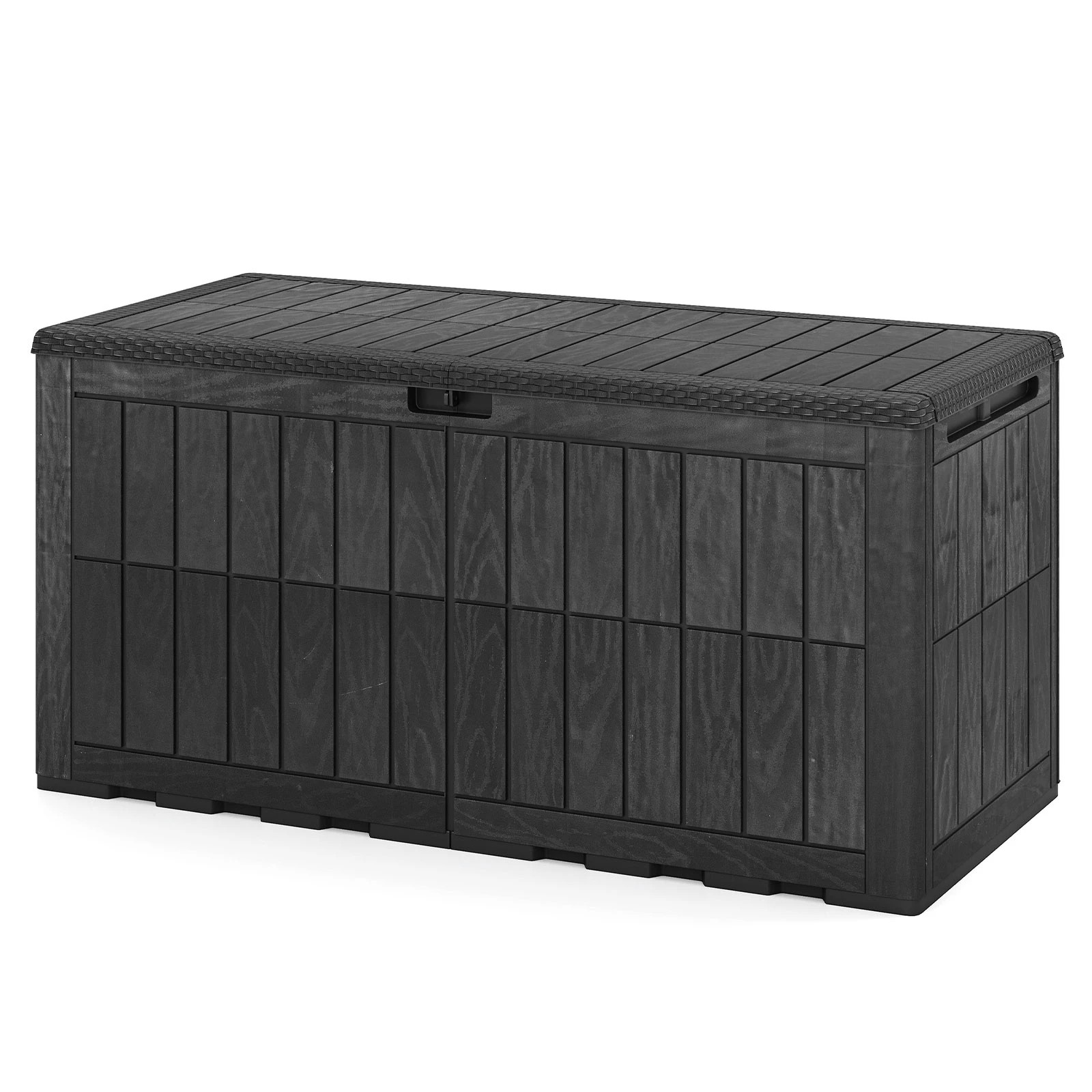 1 Costway 455L Outdoor Deck Box Patio Bench All-Weather Storage Bin w/Handles - Black, 1 of 6