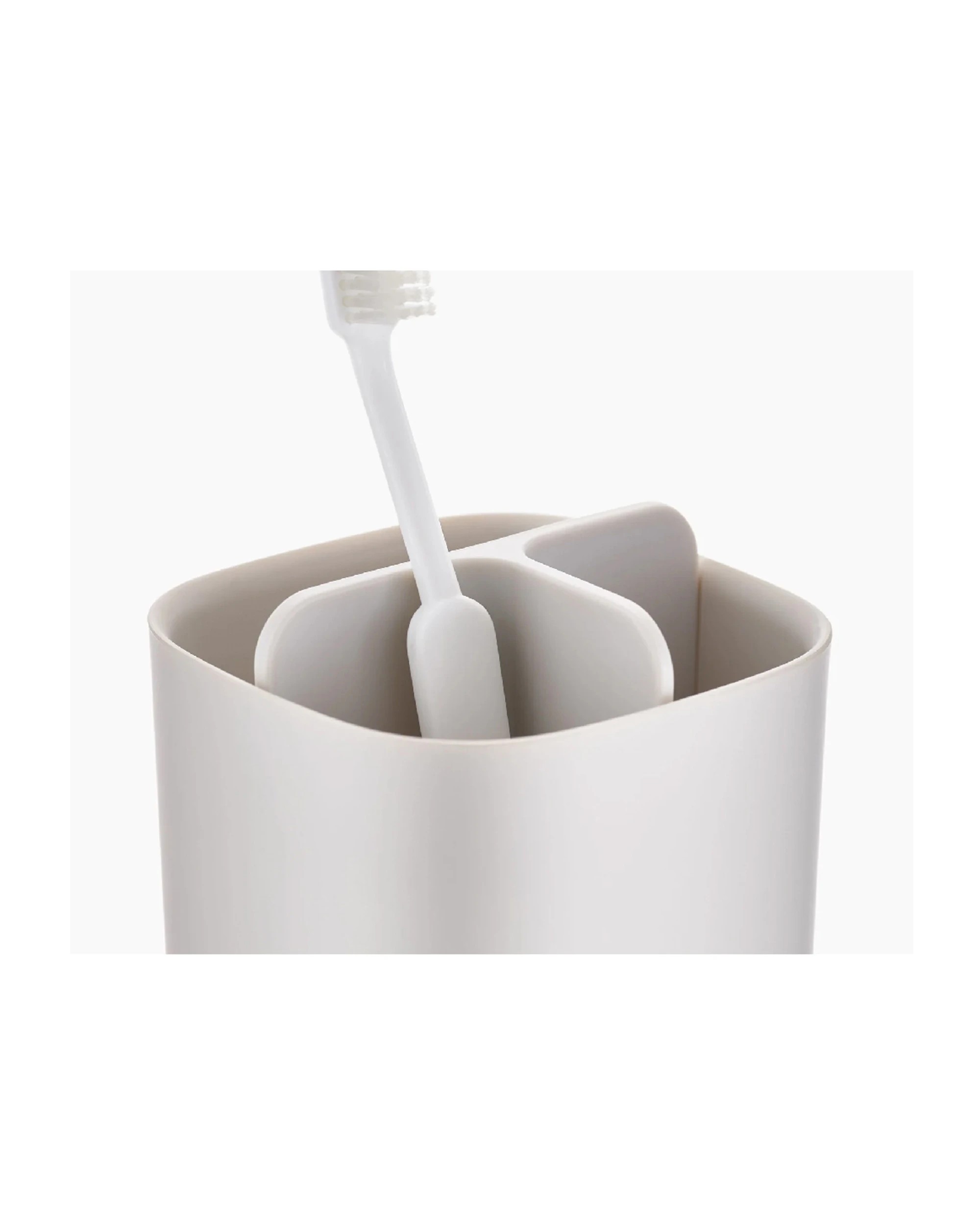 3 Joseph Joseph EasyStore 12.7cm Toothbrush Caddy Organised Storage - Ecru - White, 3 of 5