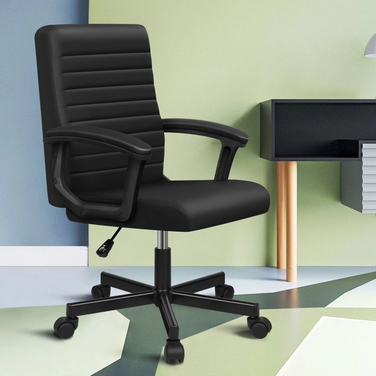 2 Alfordson Office Chair Executive Computer Seat Work Gaming Mid Back - Black, 2 of 9