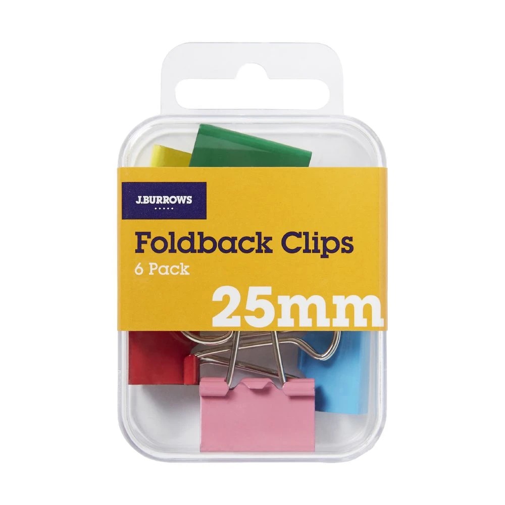 3 J.Burrows 25mm Foldback Clips Assorted 6 Pack, 3 of 3