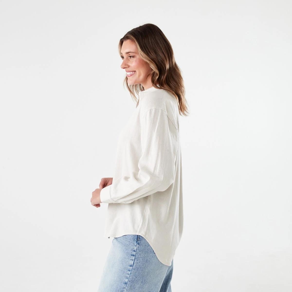 2 Long Sleeve Linen Blend Shirt NATURAL BEIGE, 2 of 6