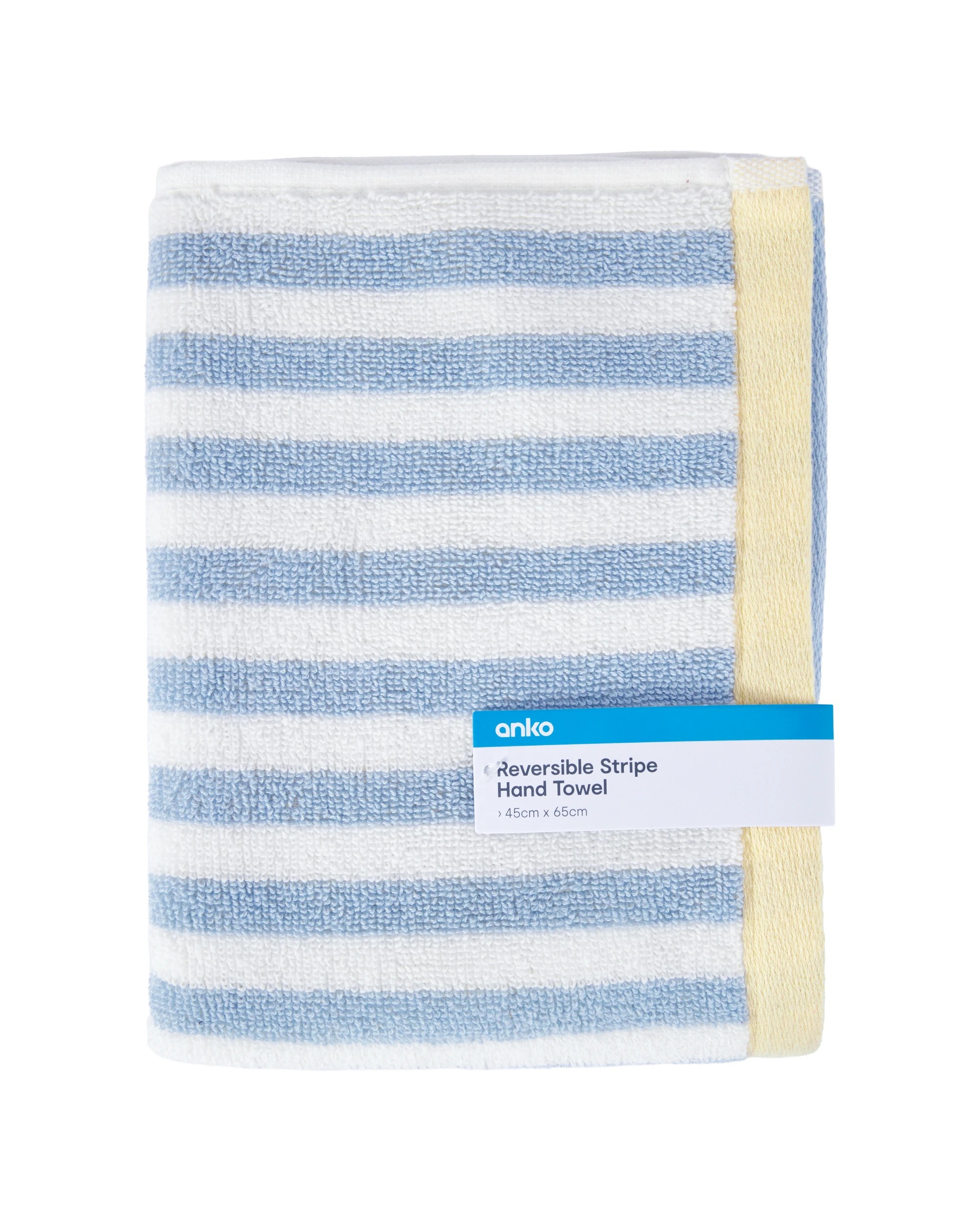 5 Reversible Stripe Cotton Hand Towel - Blue and Yellow, 5 of 5