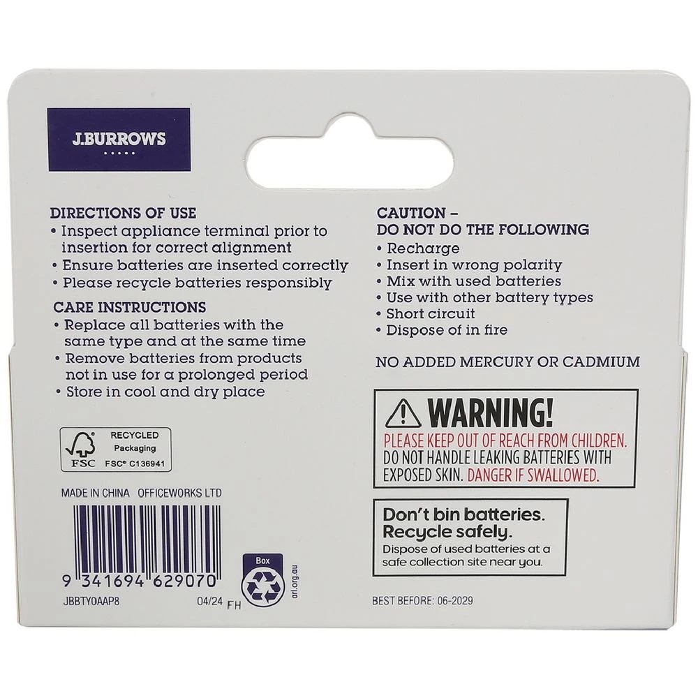 4 J.Burrows AA Batteries 8 Pack, 4 of 6