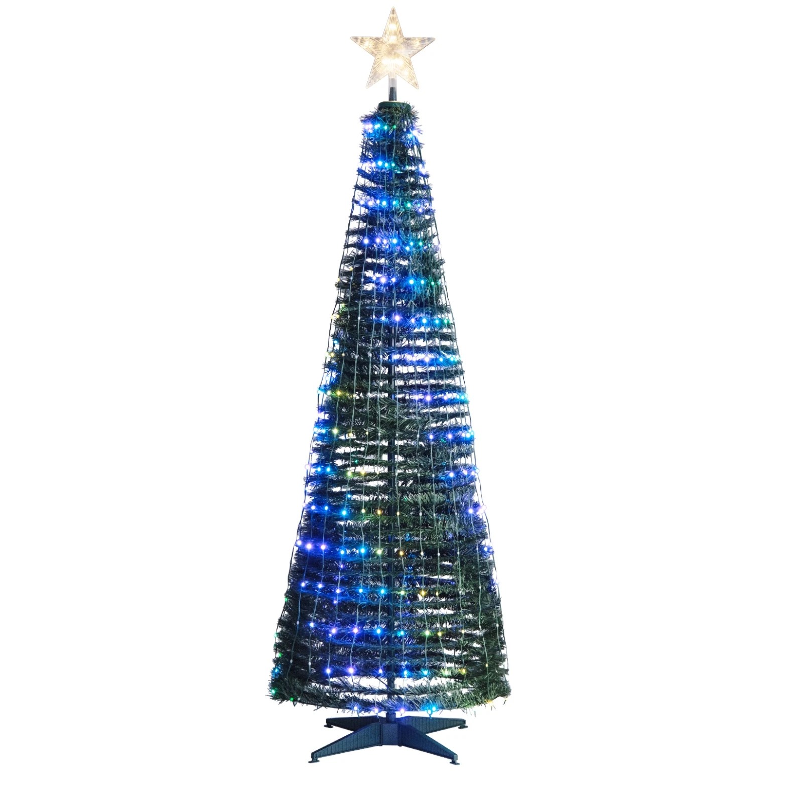 1 Costway 1.9M Pop-up Pre-lit Christmas Tree Artificial Xmas Tree w/12 Modes Light, 1 of 4