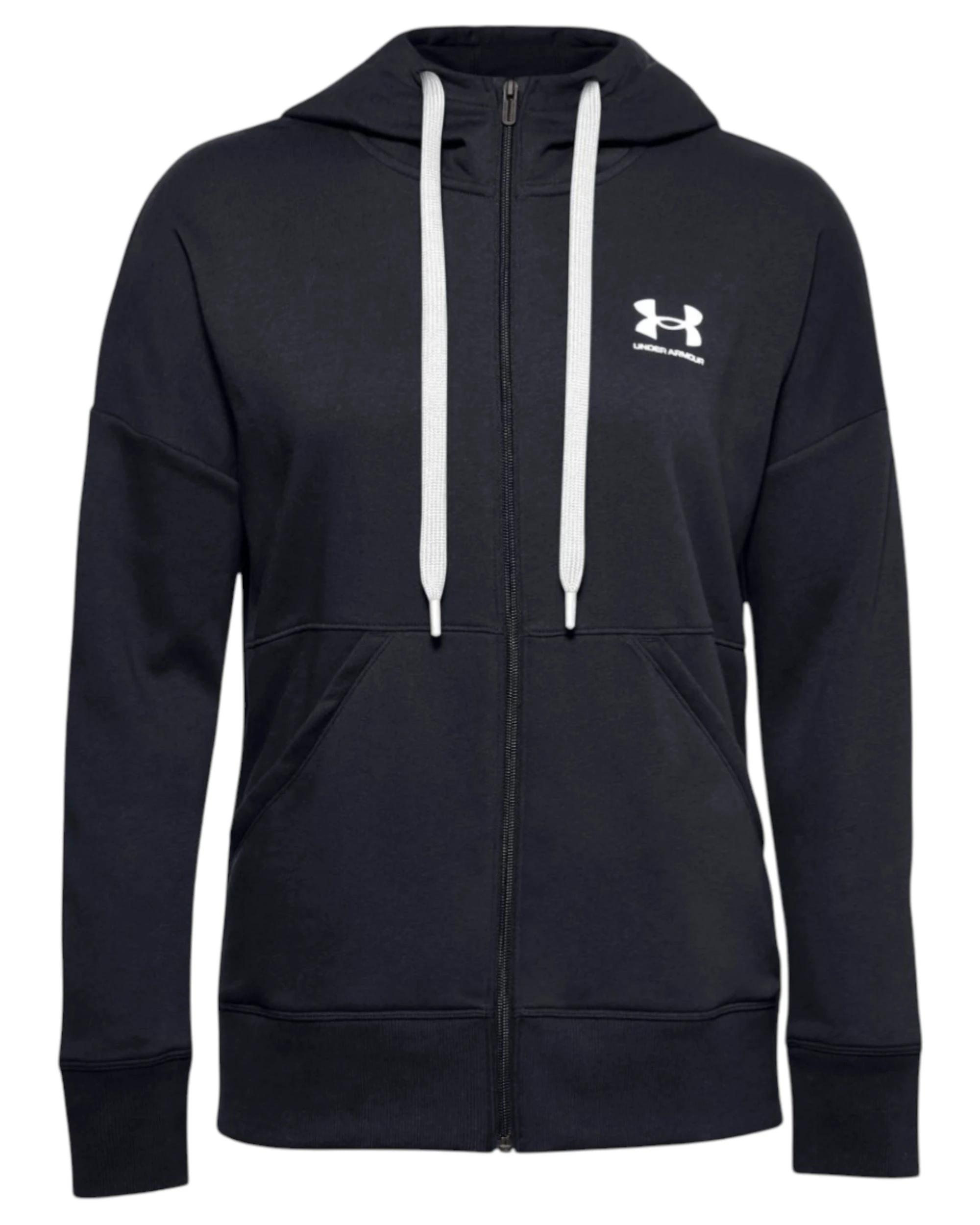 1 Under Armour Womens Rival Fleece Full Zip Hoodie Black Jacket BLACK, 1 of 5