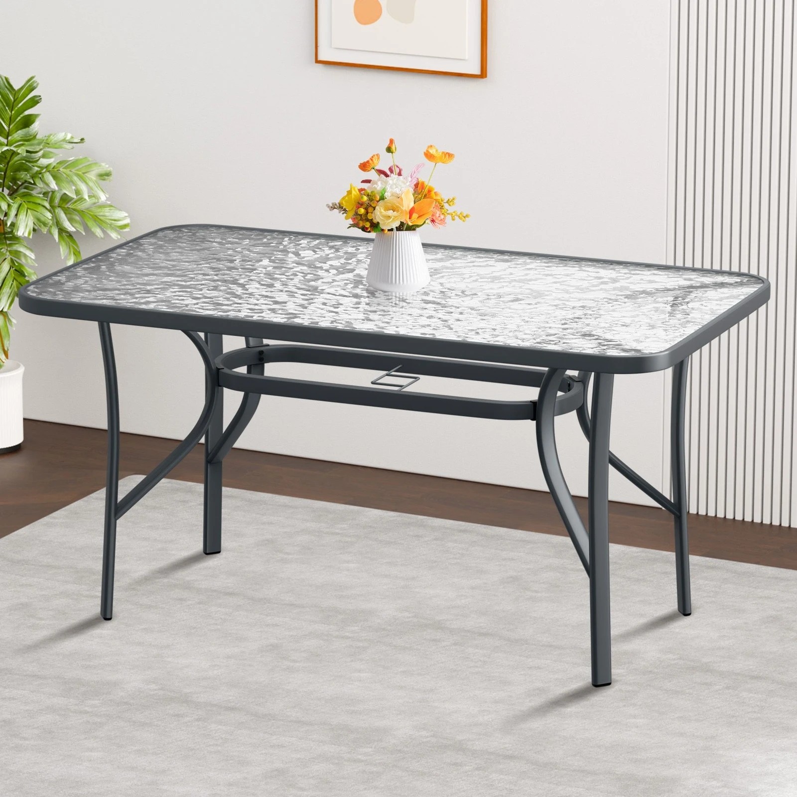 7 Alfordson Outdoor Furniture Patio Dining Table Garden 140CM X 80CM Glass - Grey, 7 of 10