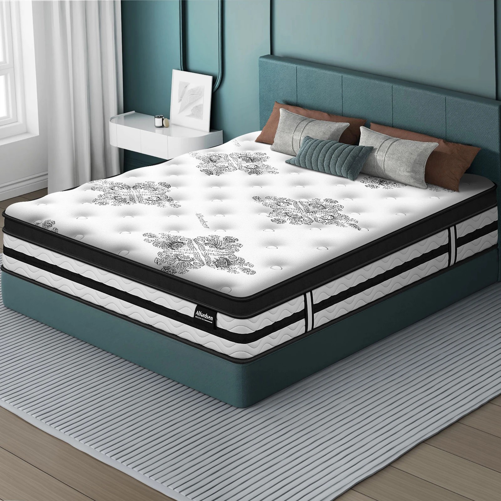 10 Alfordson Mattress 22CM Euro Top Bonell Spring Medium Firm Foam - Queen Bed, 10 of 10