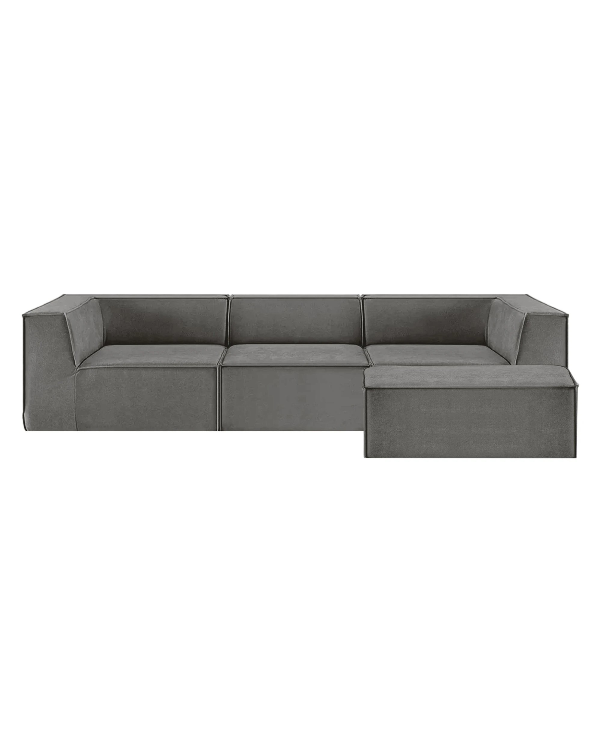 1 Sarantino Novi 3-seater Modular Sofa With Ottoman In Grey Non-slip Bottom Lounge, 1 of 9