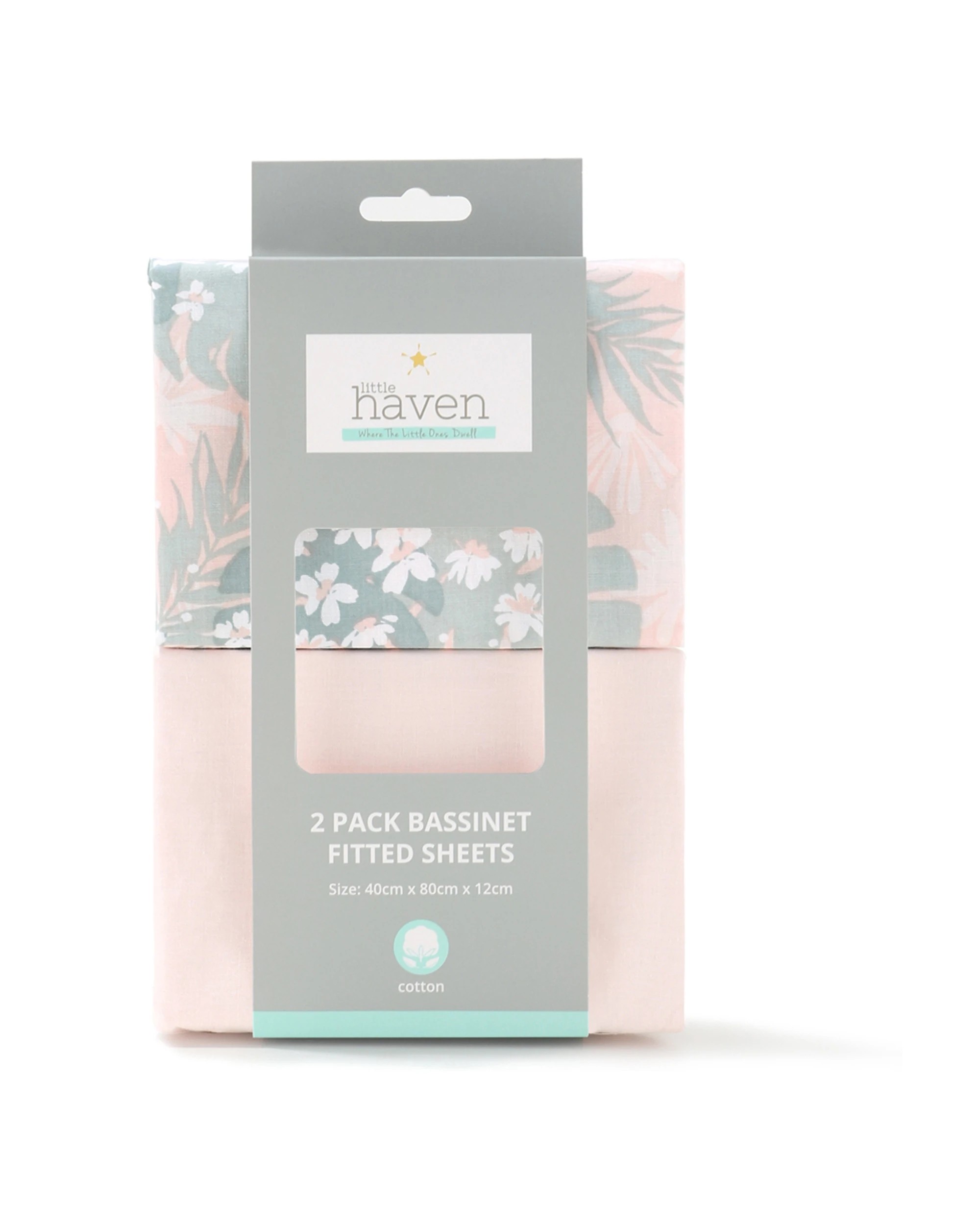 2 Little Haven Bassinet Fitted Sheets 2 Pack Cotton Poplin 300 Thread Count - Multi, 2 of 5