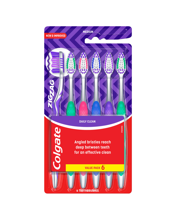 Colgate 6 Pack Medium ZigZag Toothbrushes