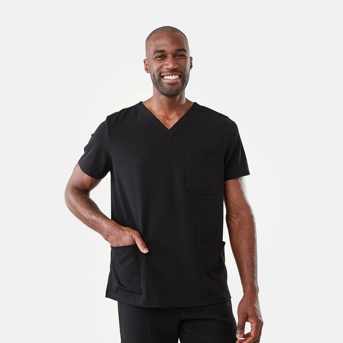 1 Work Short Sleeve Scrub Top BLACK, 1 of 8