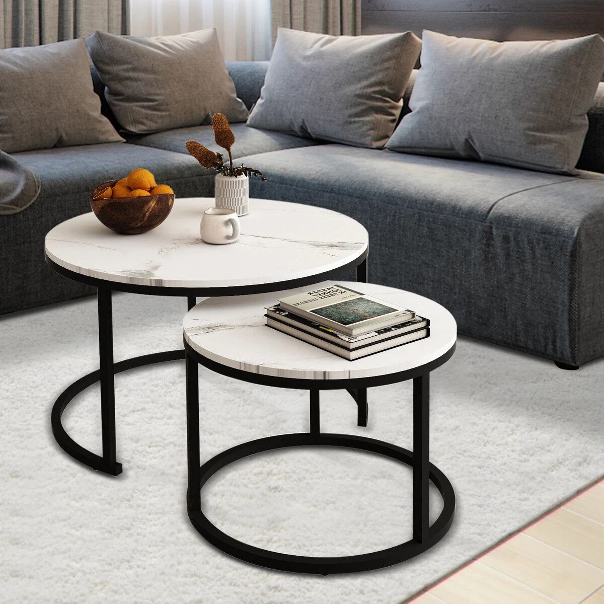 3 Ausway 2 Round Coffee Table Nesting Bed Side Sofa, 3 of 6