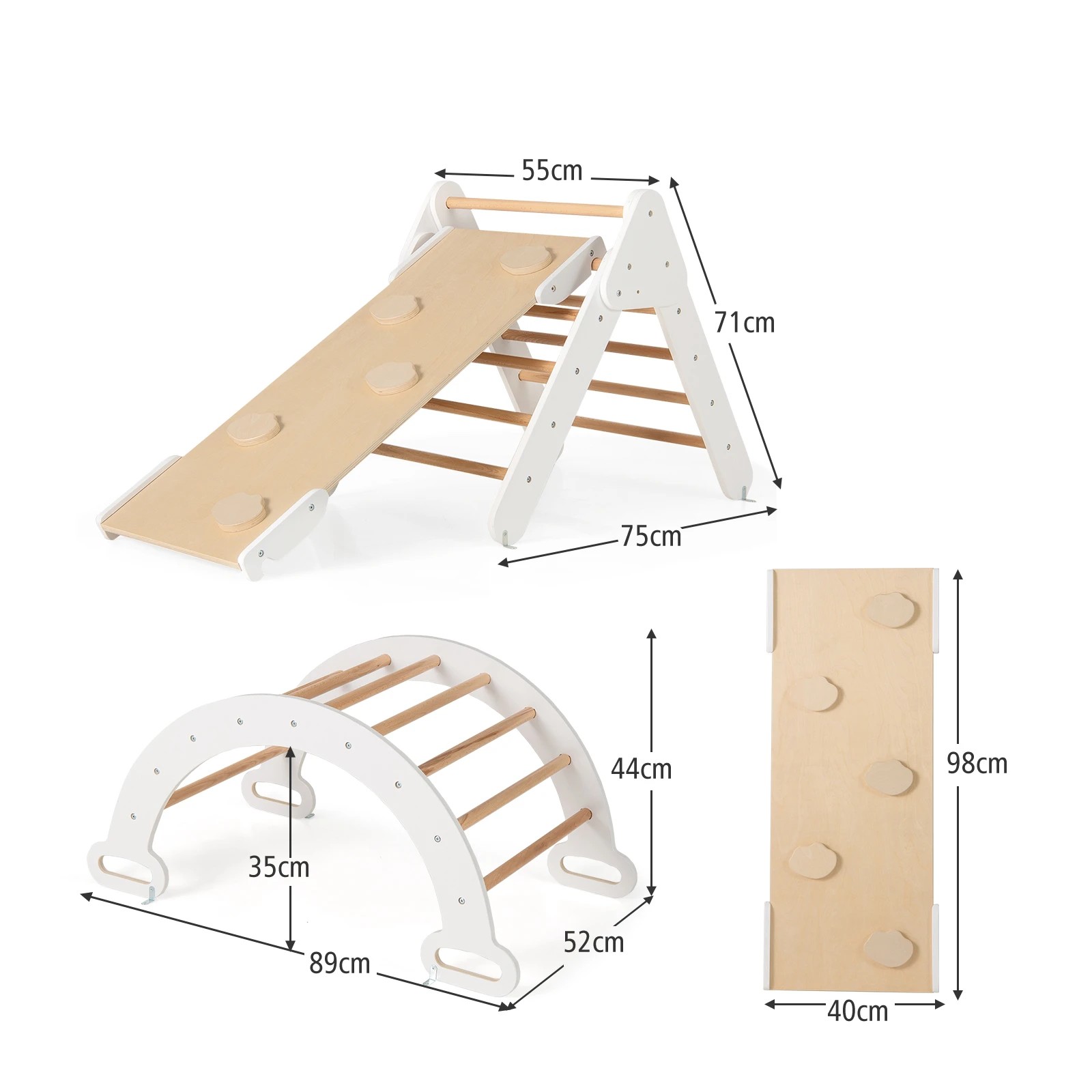 3 Costway Kids Climb Playset Wood Climbing Frame Rocking Arch Slide, 3 of 6