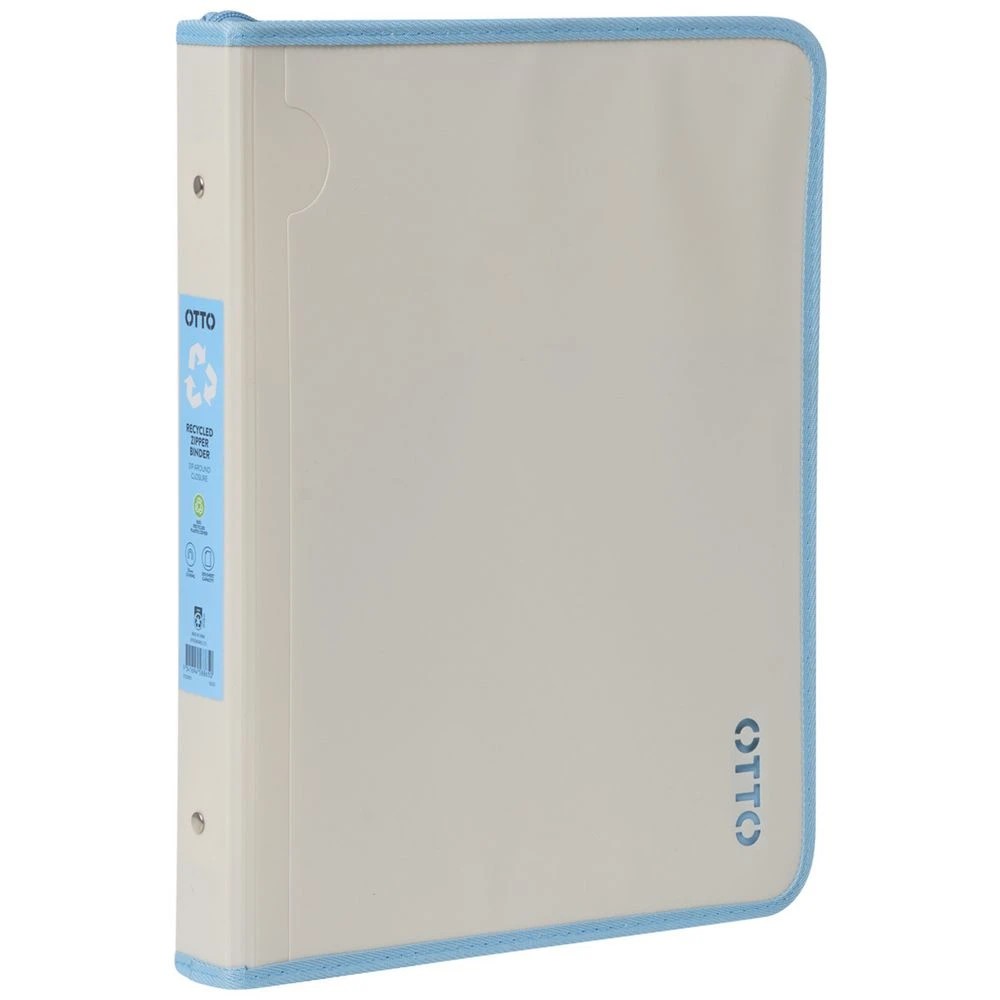 1 Otto A4 2 D-Ring Zipper Binder Grey, 1 of 5