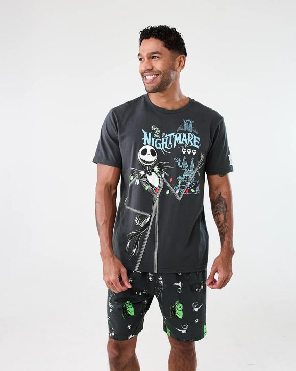 The Nightmare Before Christmas Halloween Short Sleeve Top and Knit Shorts License Family Matching Pyjama Set