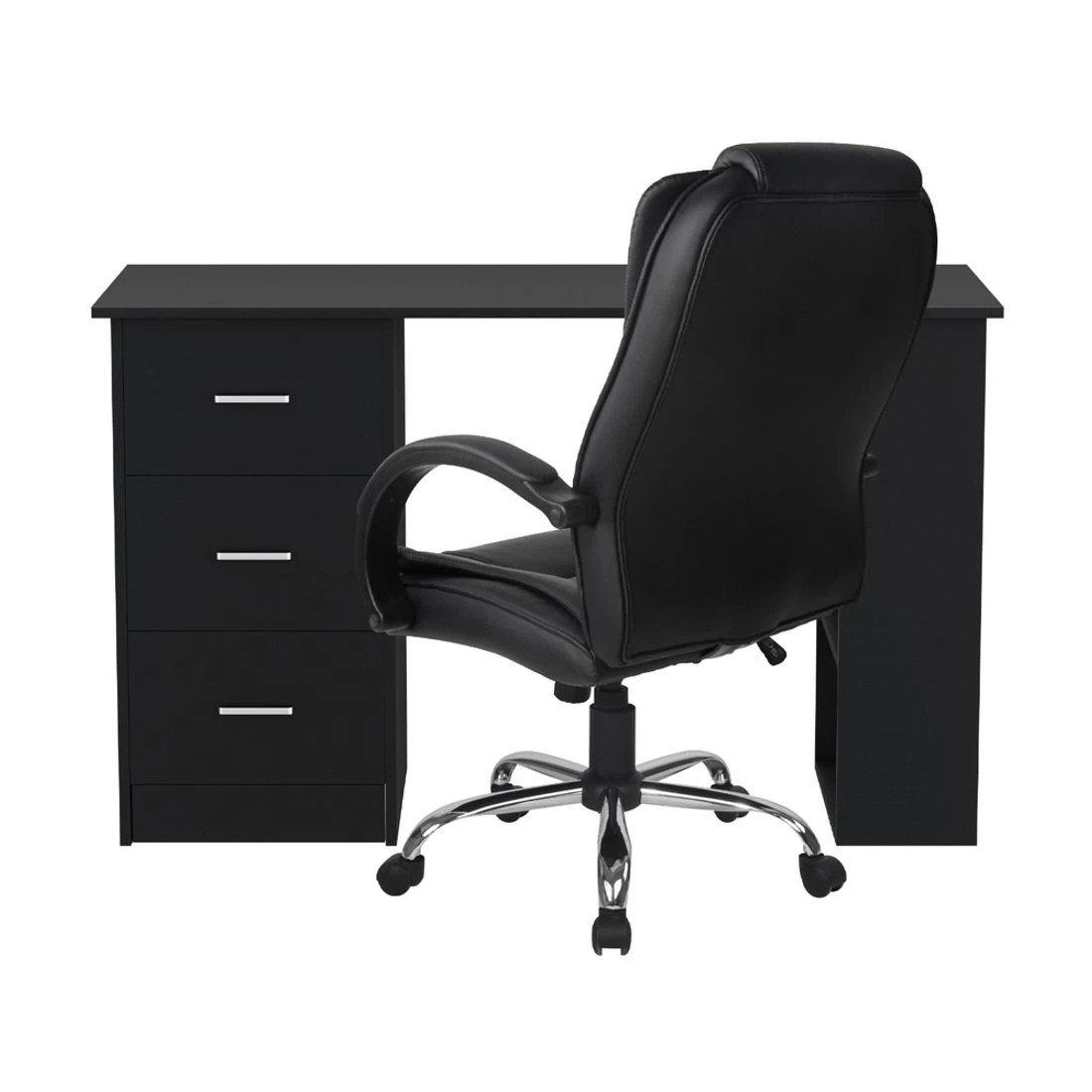 3 Artiss Computer Desk 120cm Executive Office Chair Set PU Leather High Back - Black, 3 of 6