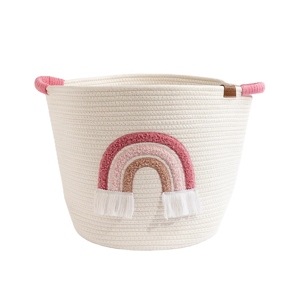 1 Living Textiles - Embroidered Cotton Rope Hamper - Rainbow - Assorted, 1 of 4