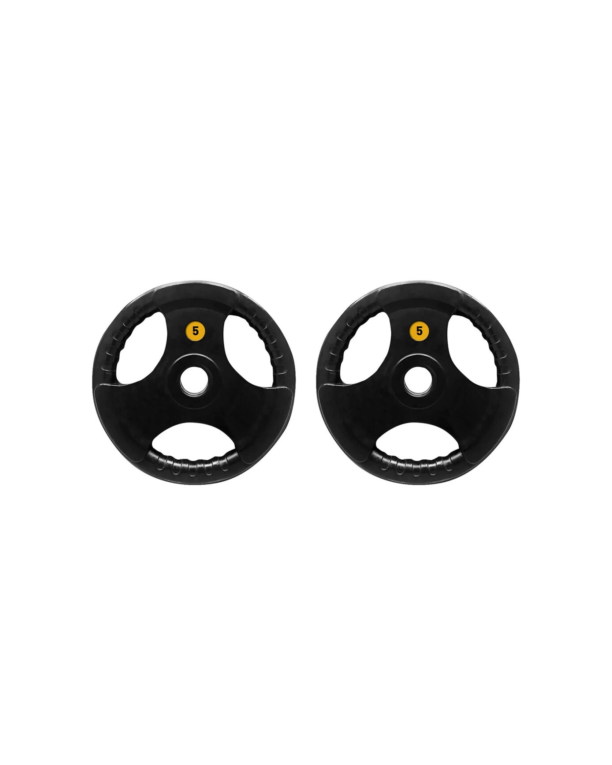 1 BODYWORX Olympic Rubber Grip Plate 5kg 2 Pack 52mm Strength Training Gym - Black, 1 of 2