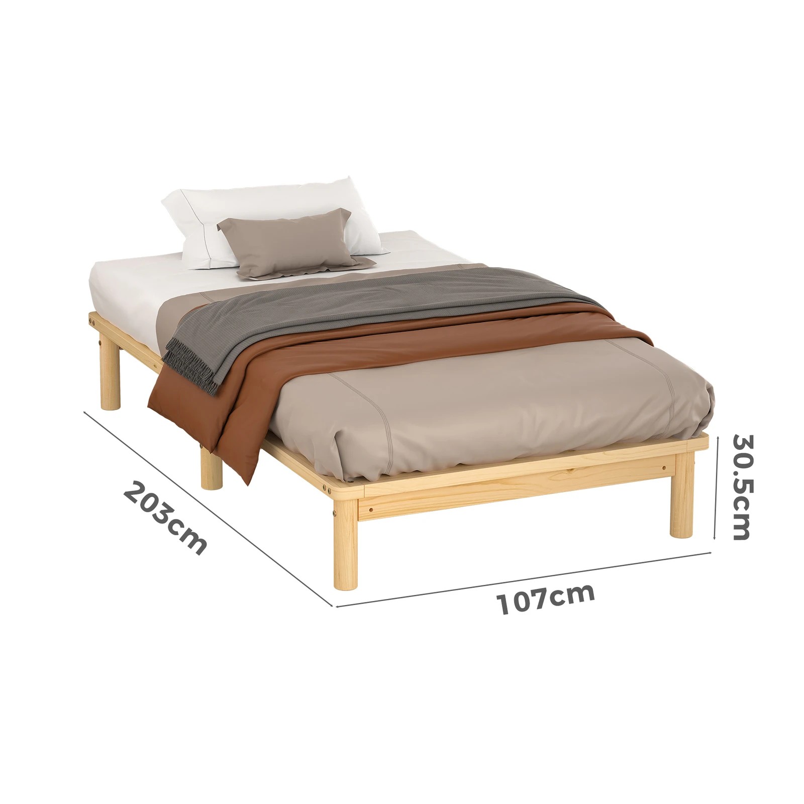 7 Alfordson Bed Frame Wooden Timber King Single Mattress Base Platform Basia - Natural, 7 of 10