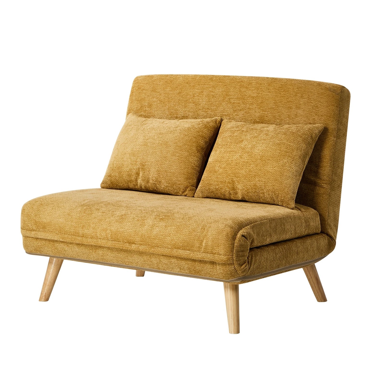 1 Oikiture Double Sofa Bed Lounge Recliner Love Seat Chenille - Yellow, 1 of 10