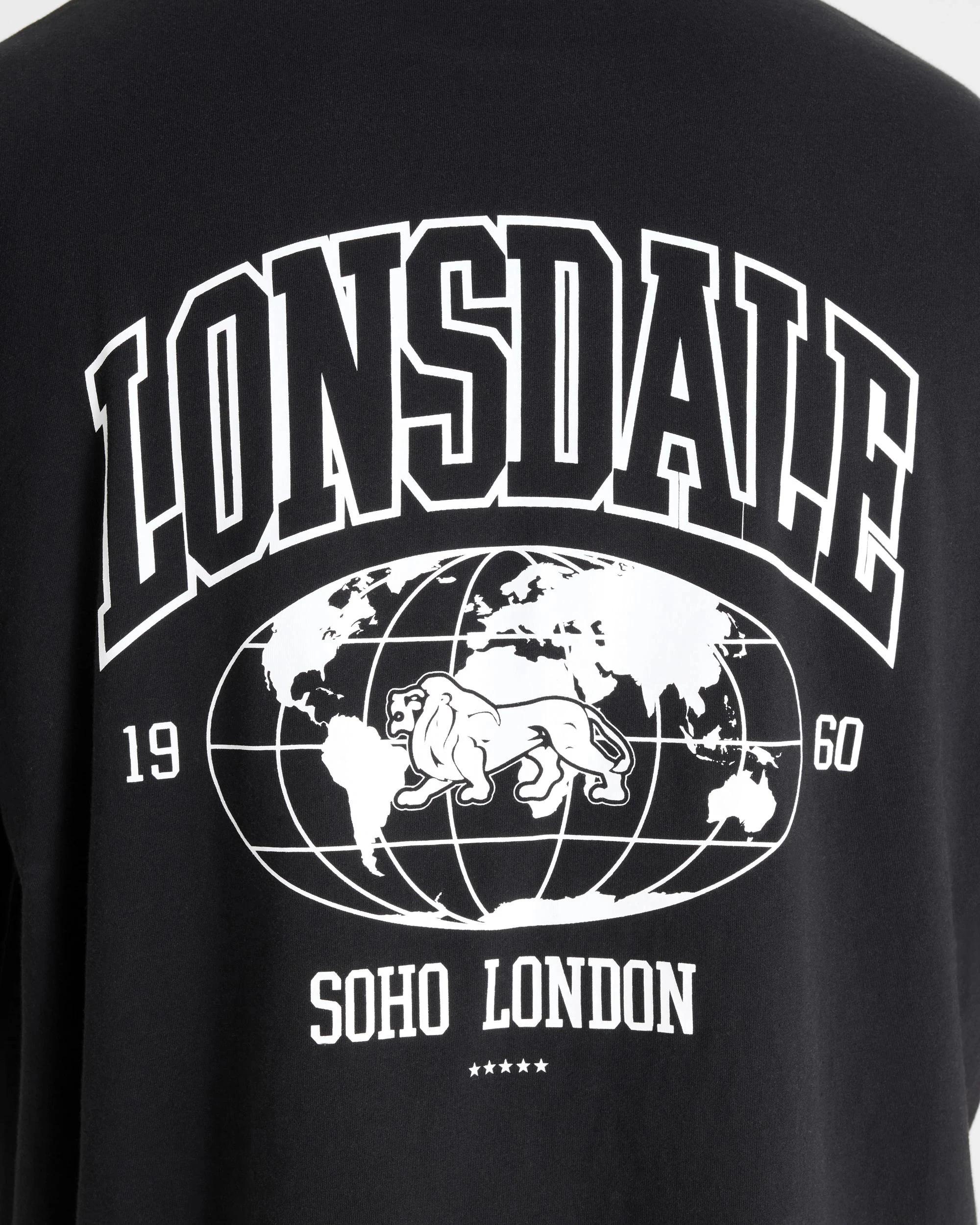 3 Lonsdale London Varsity Active Plus Short Sleeve T-shirt BLACK, 3 of 4