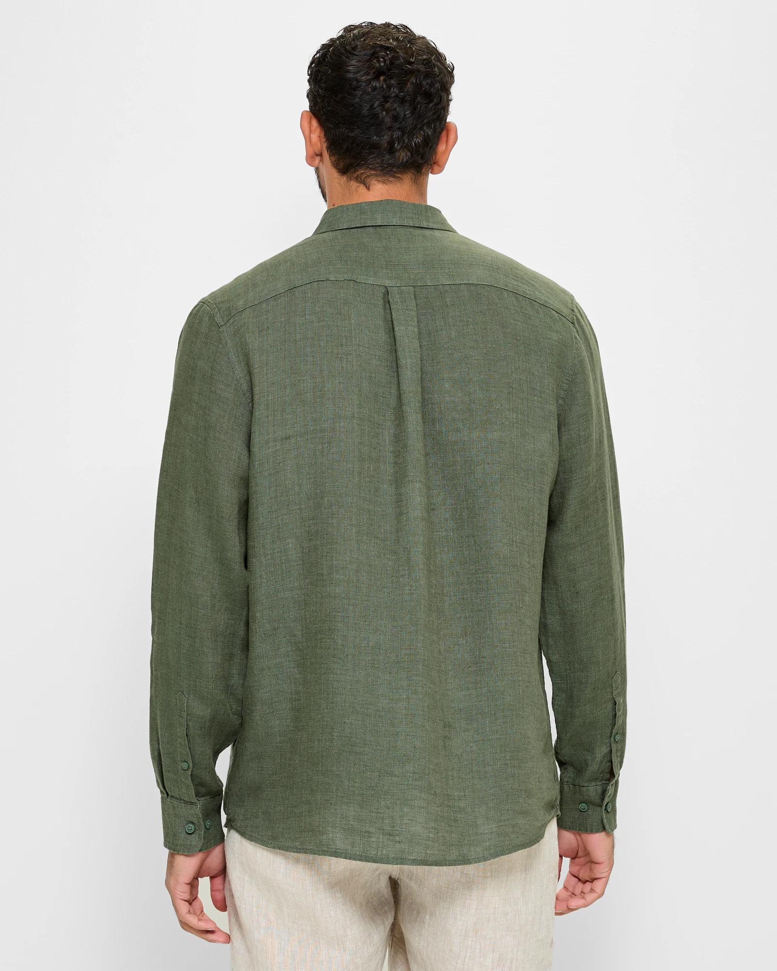 4 Target Man European Linen Men's Long-sleeve Shirt — Lightweight, Regular Fit KHAKI, 4 of 5