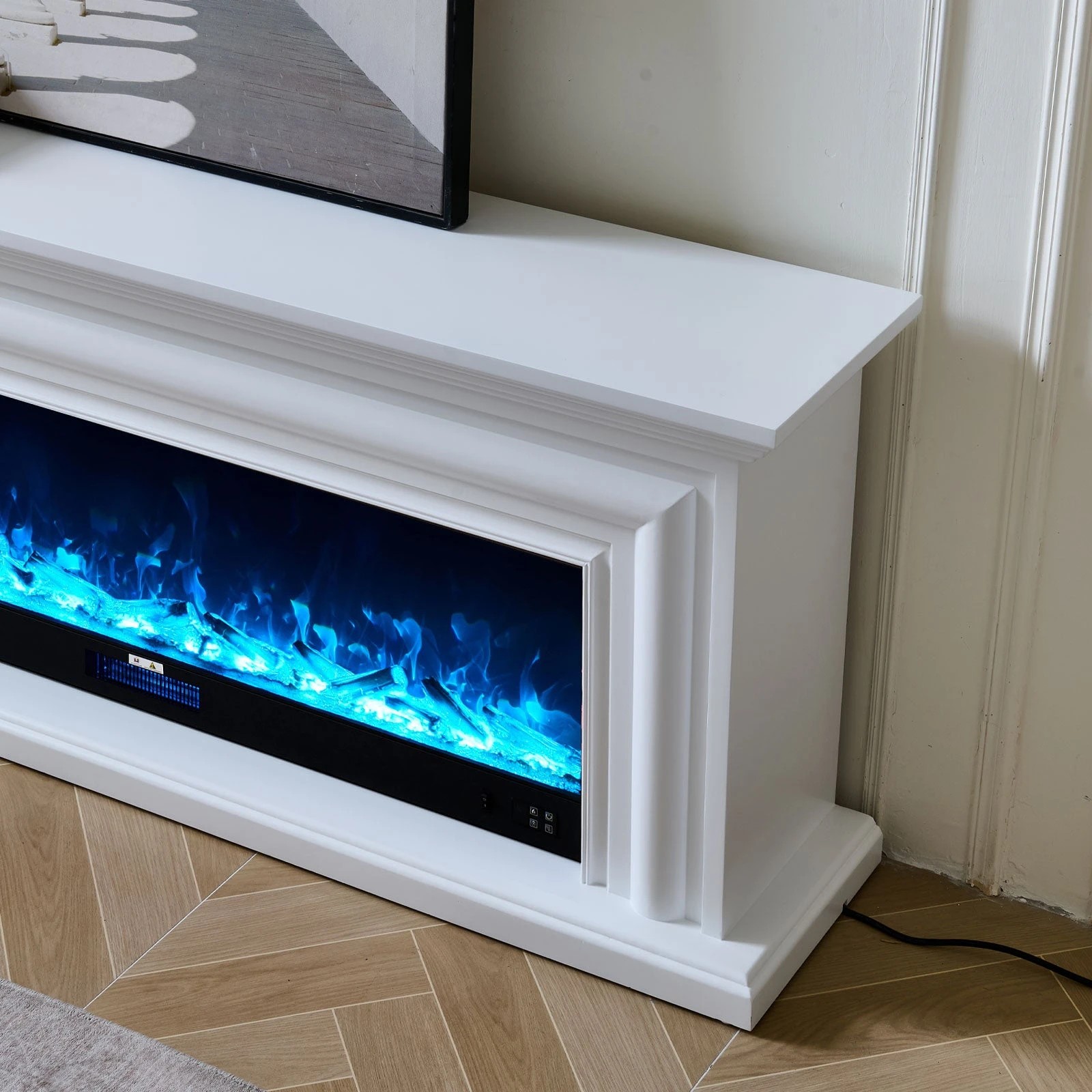 6 Moda Living Verona 60 inch Electric Fireplace Heater White Mantel Suite - White, 6 of 8