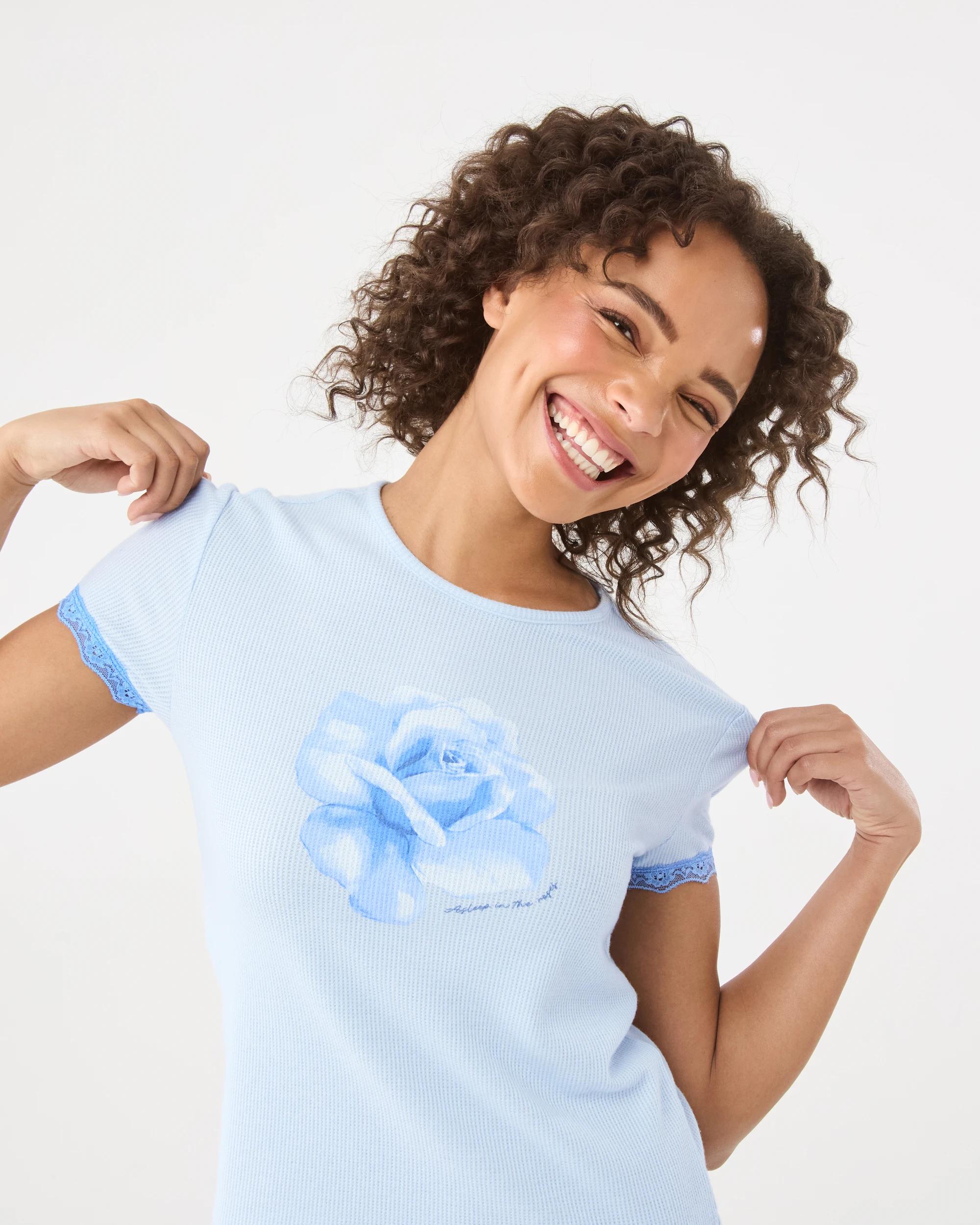 7 Waffle Lace Trim T-shirt Rose, 7 of 10