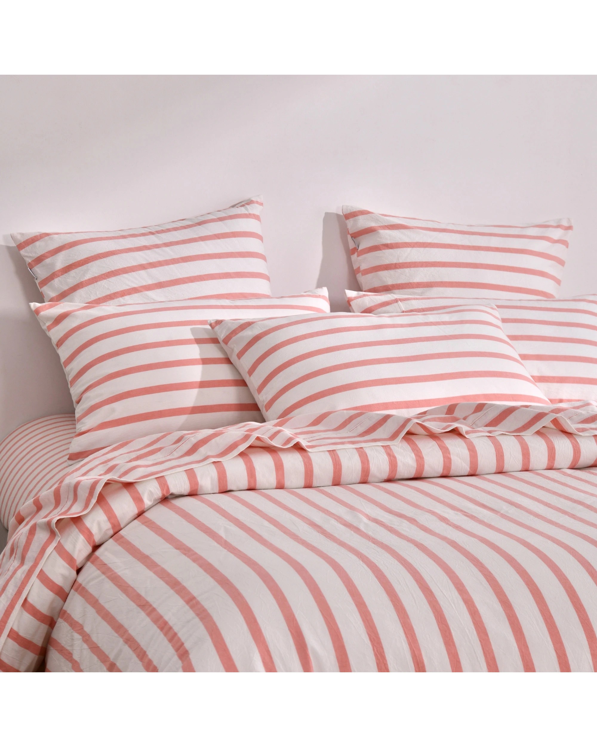 4 Dreamaker Twin Pack Bask Yarn Dyed Washed Cotton Striped Standard Pillowcase - Coral, 4 of 6